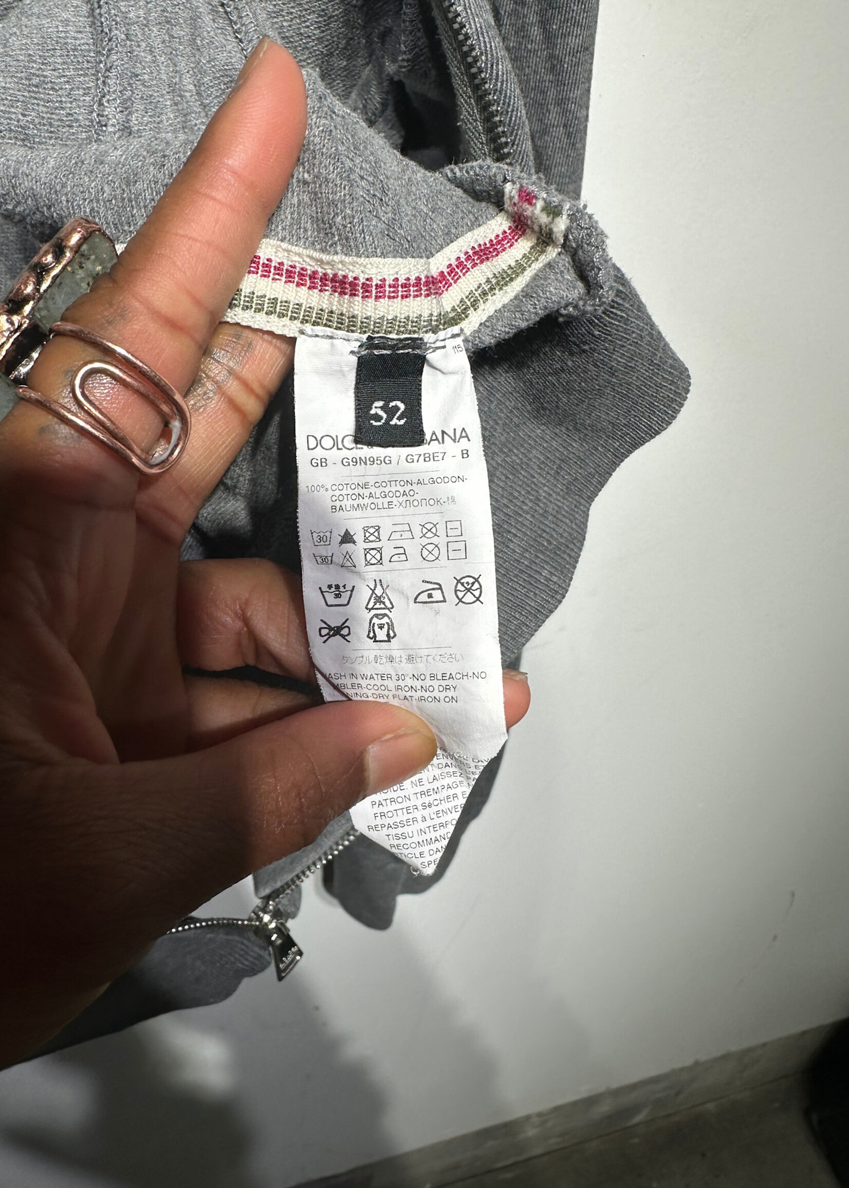 D&G Gray Italia Zip Up Jacket Masc M