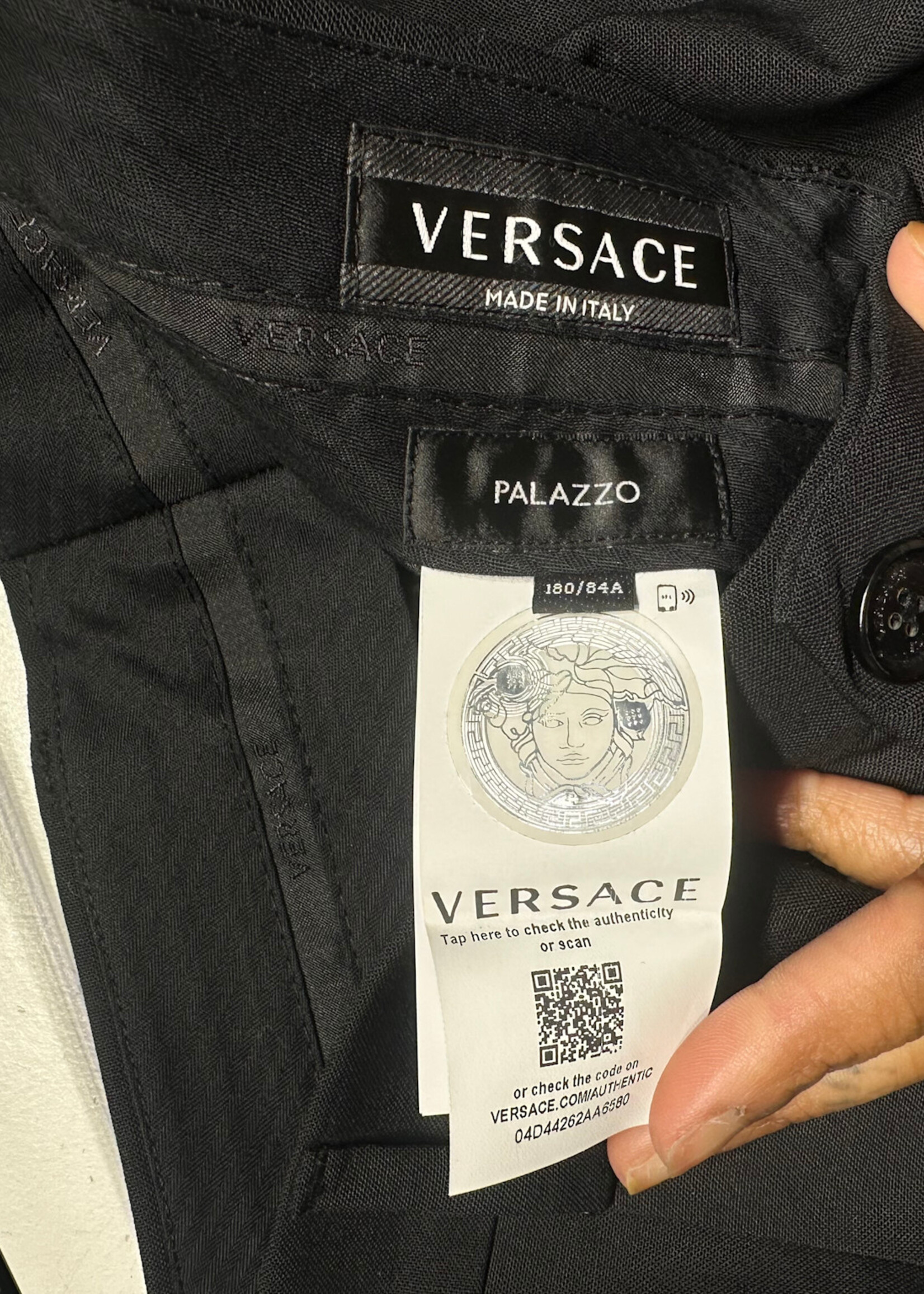 Versace Rhinestone Trim Black Trouser Masc 33