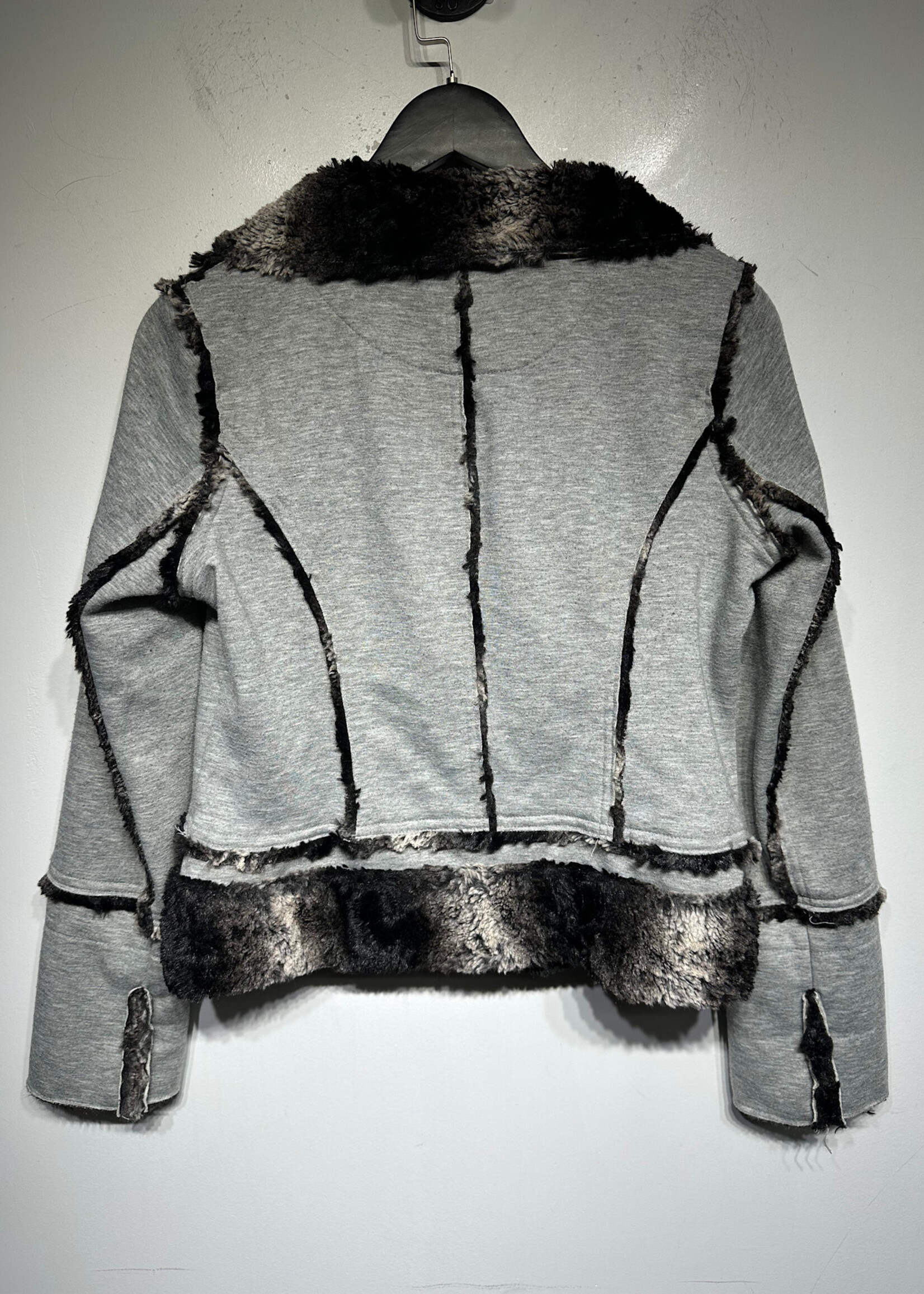 Chicos Faux Fur Detail Grey Jacket S