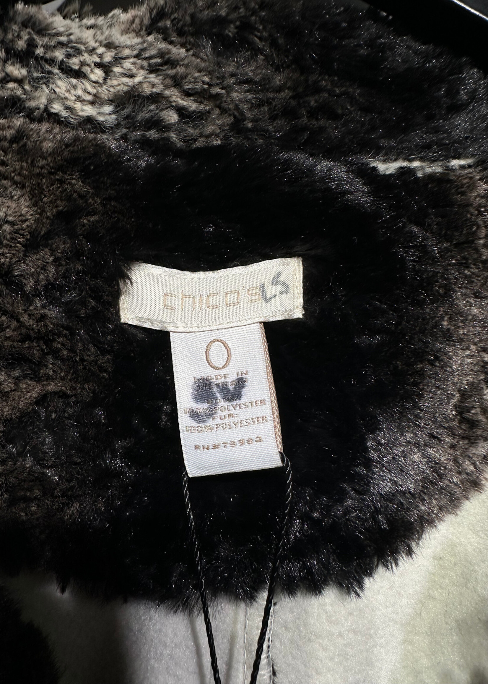 Chicos Faux Fur Detail Grey Jacket S