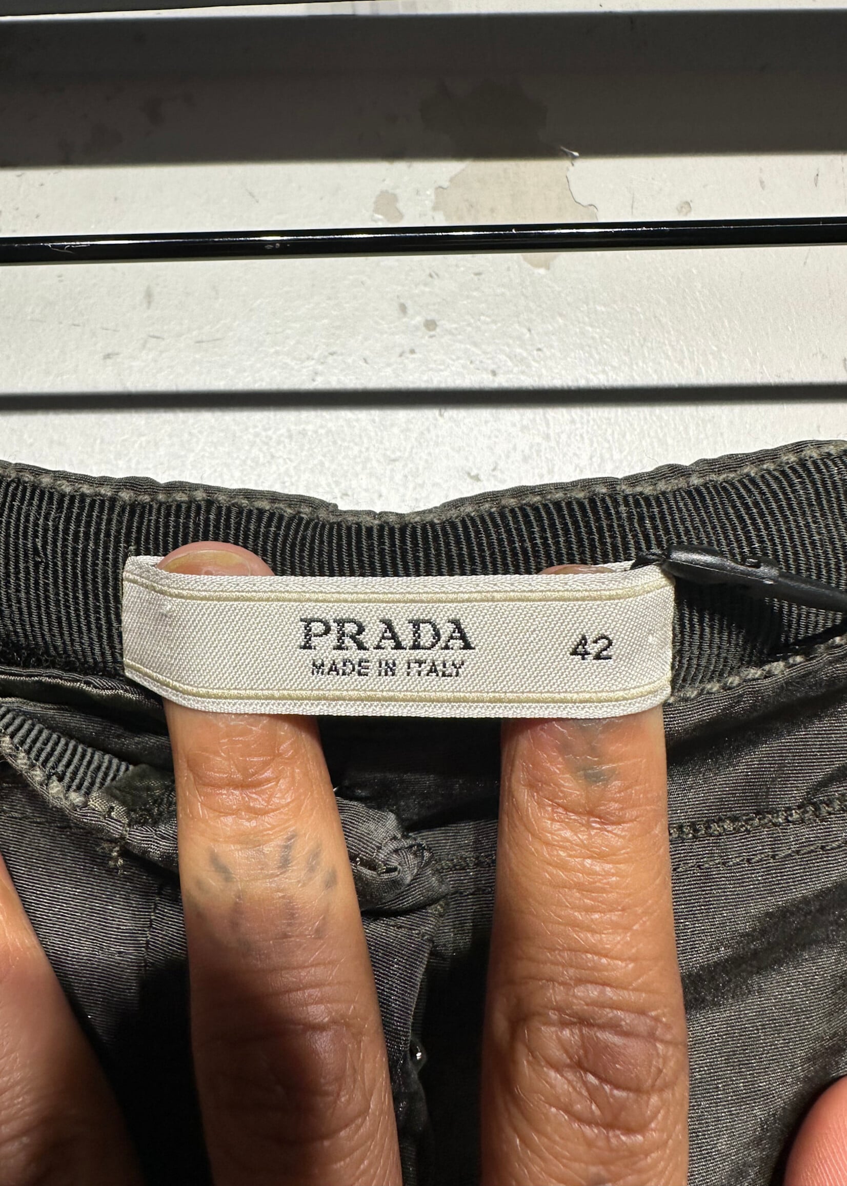 Prada 2000s Green Pleated Wide Leg Shorts 30"