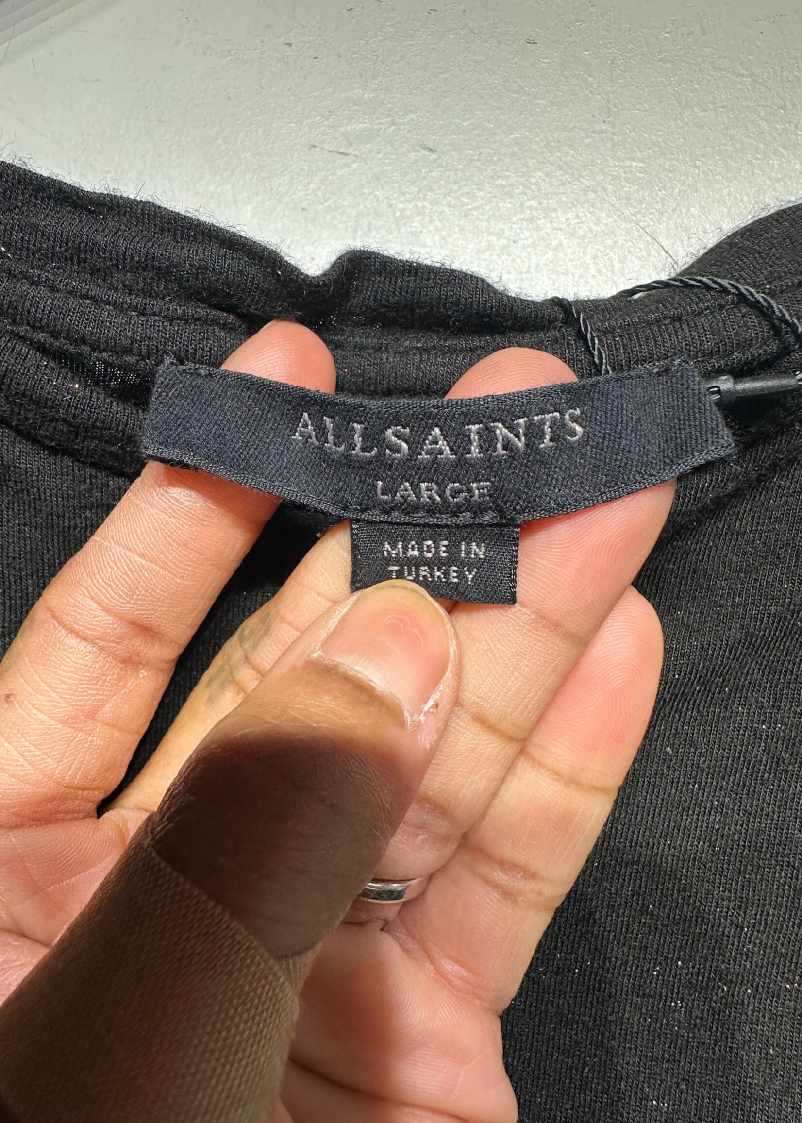 Allsaints Black Red SS Glitter Dress L