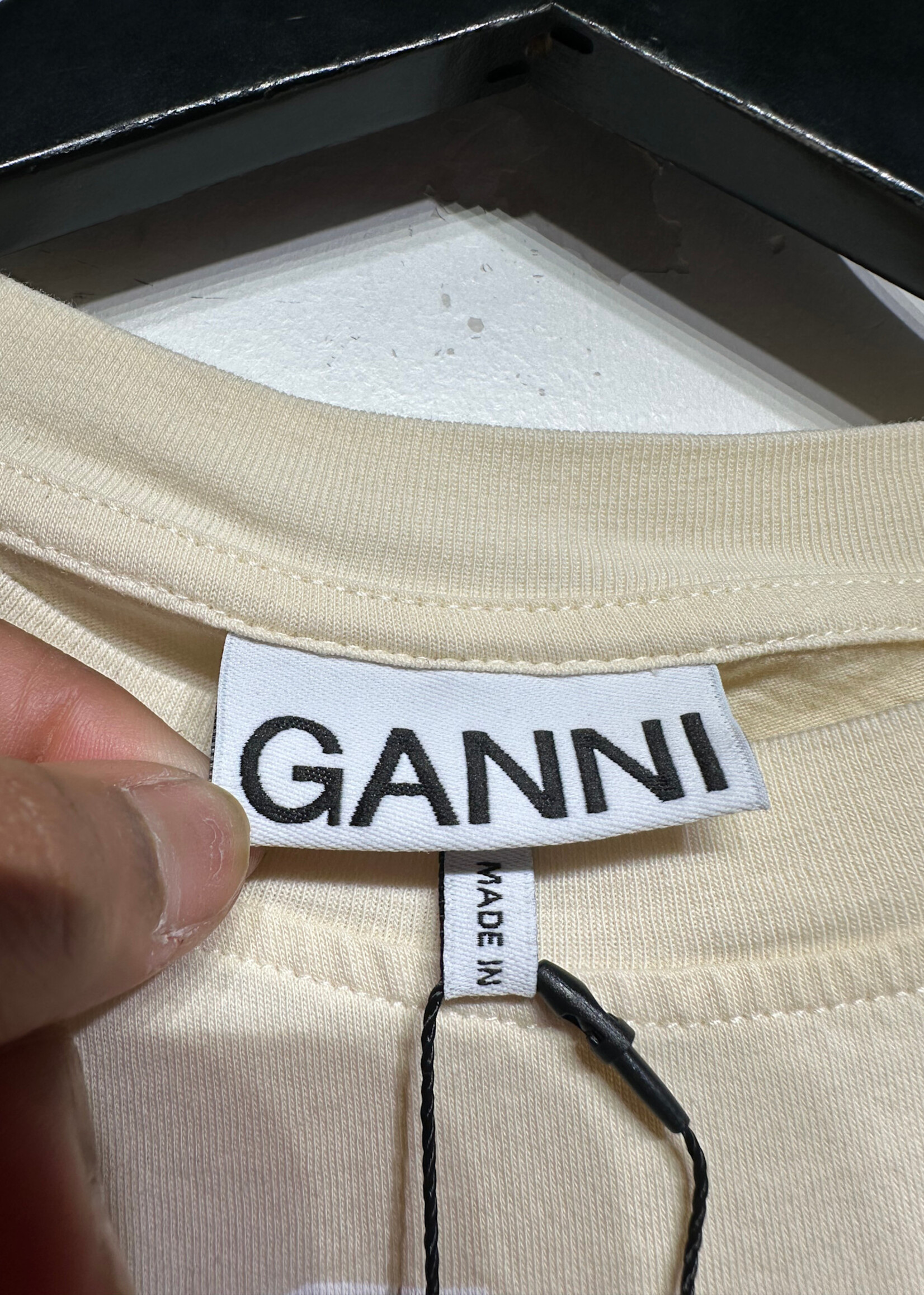 Ganni Love Club White L/S Tee Fem S