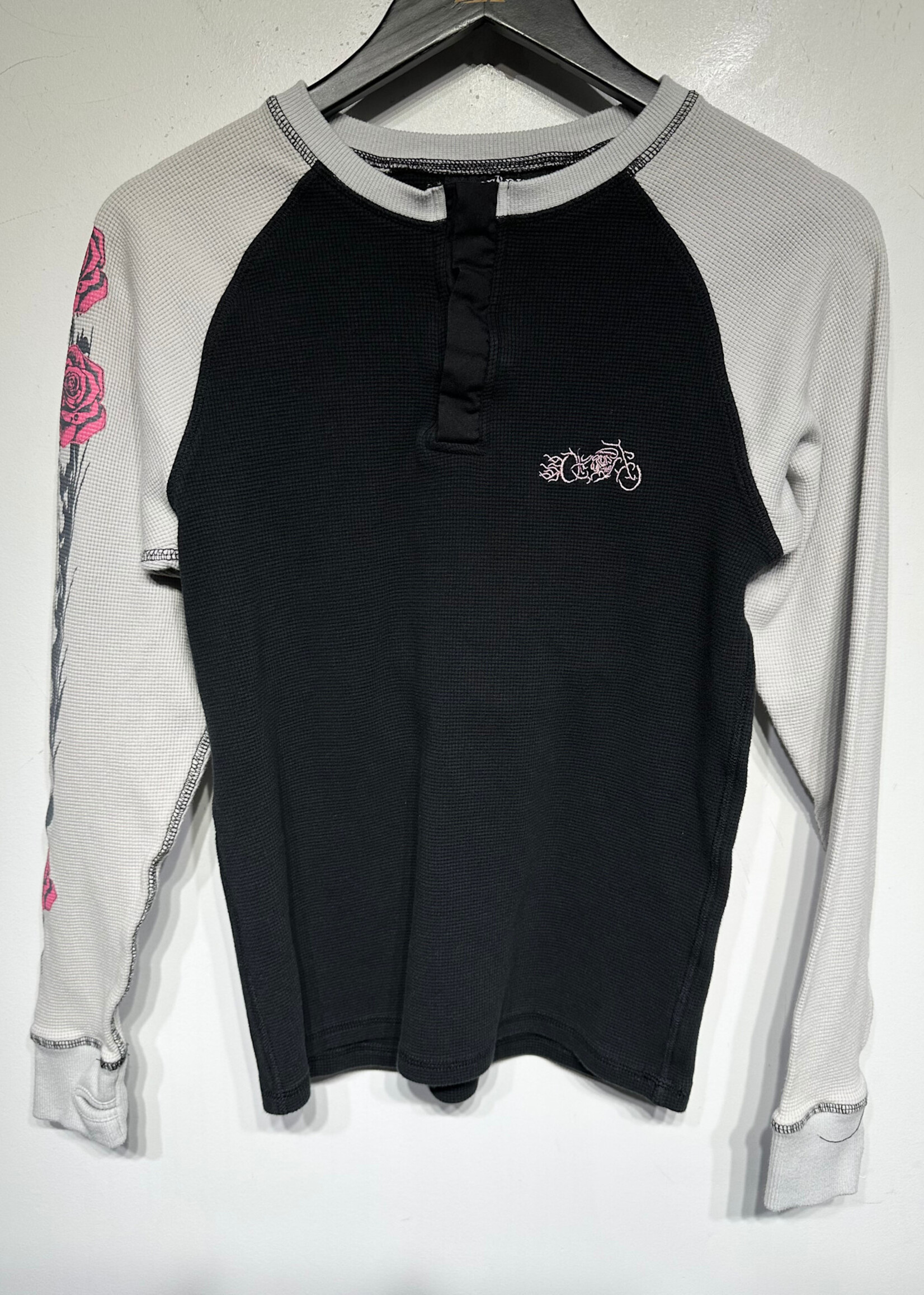 Ride Or Die Black White Thermal Skull Moto L/S Tee L