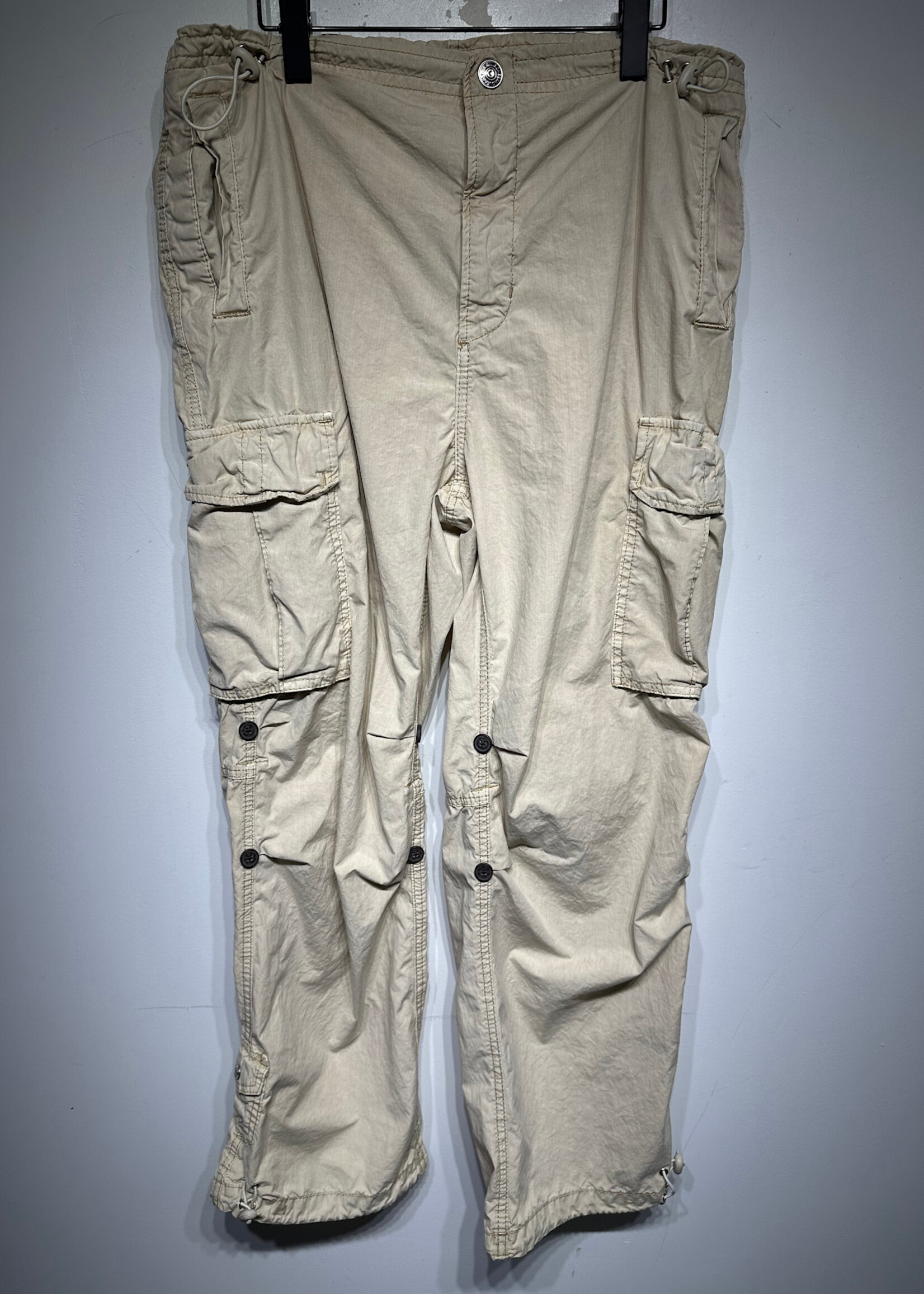 True Religion Beige Button Wideleg Cargo Pants Masc 36
