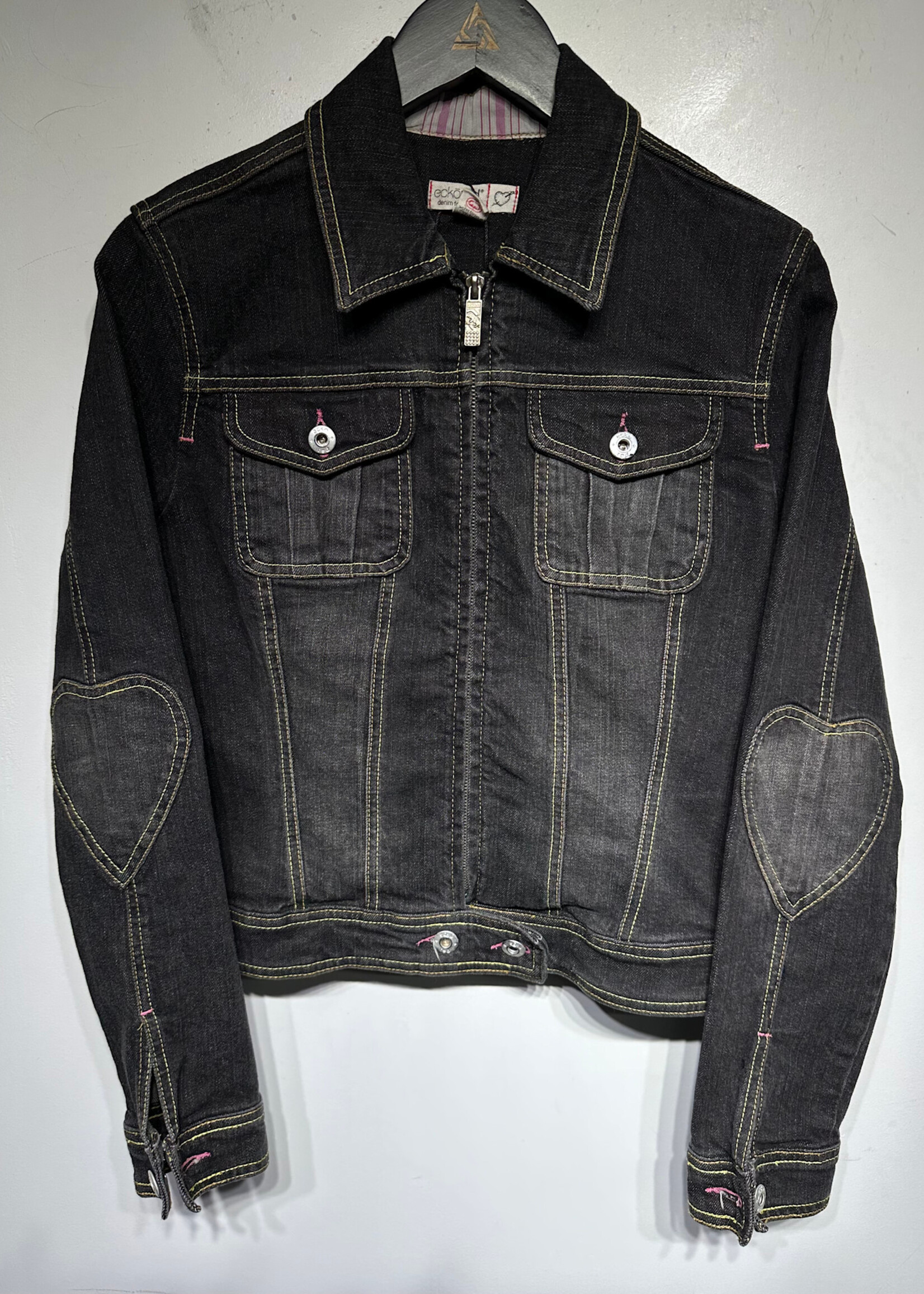 Ecko Red Charcoal Wash Zip Up Trucker Jacket Fem L