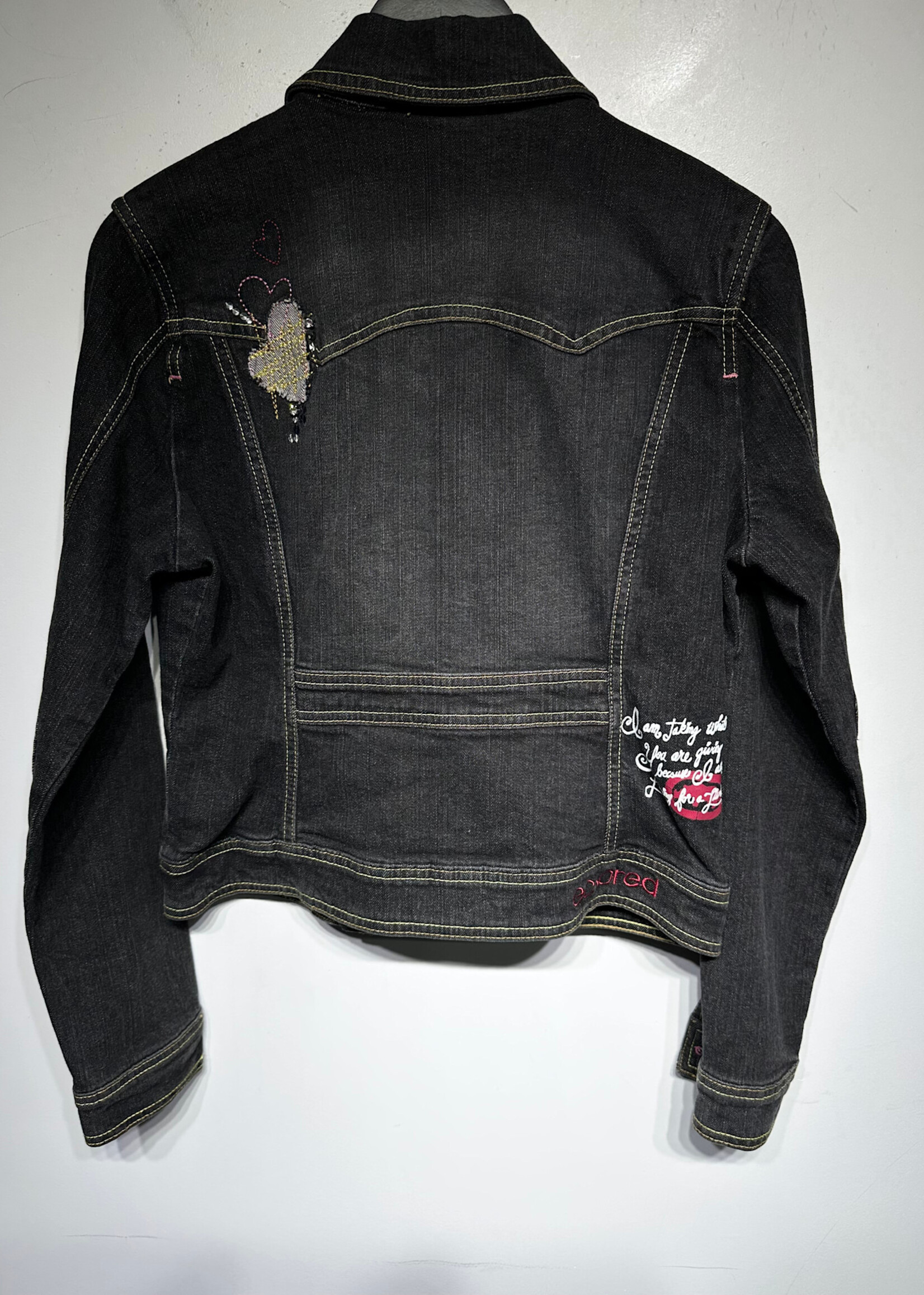 Ecko Red Charcoal Wash Zip Up Trucker Jacket Fem L