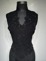 No Label Vintage Beaded Floral Halter Top M/L