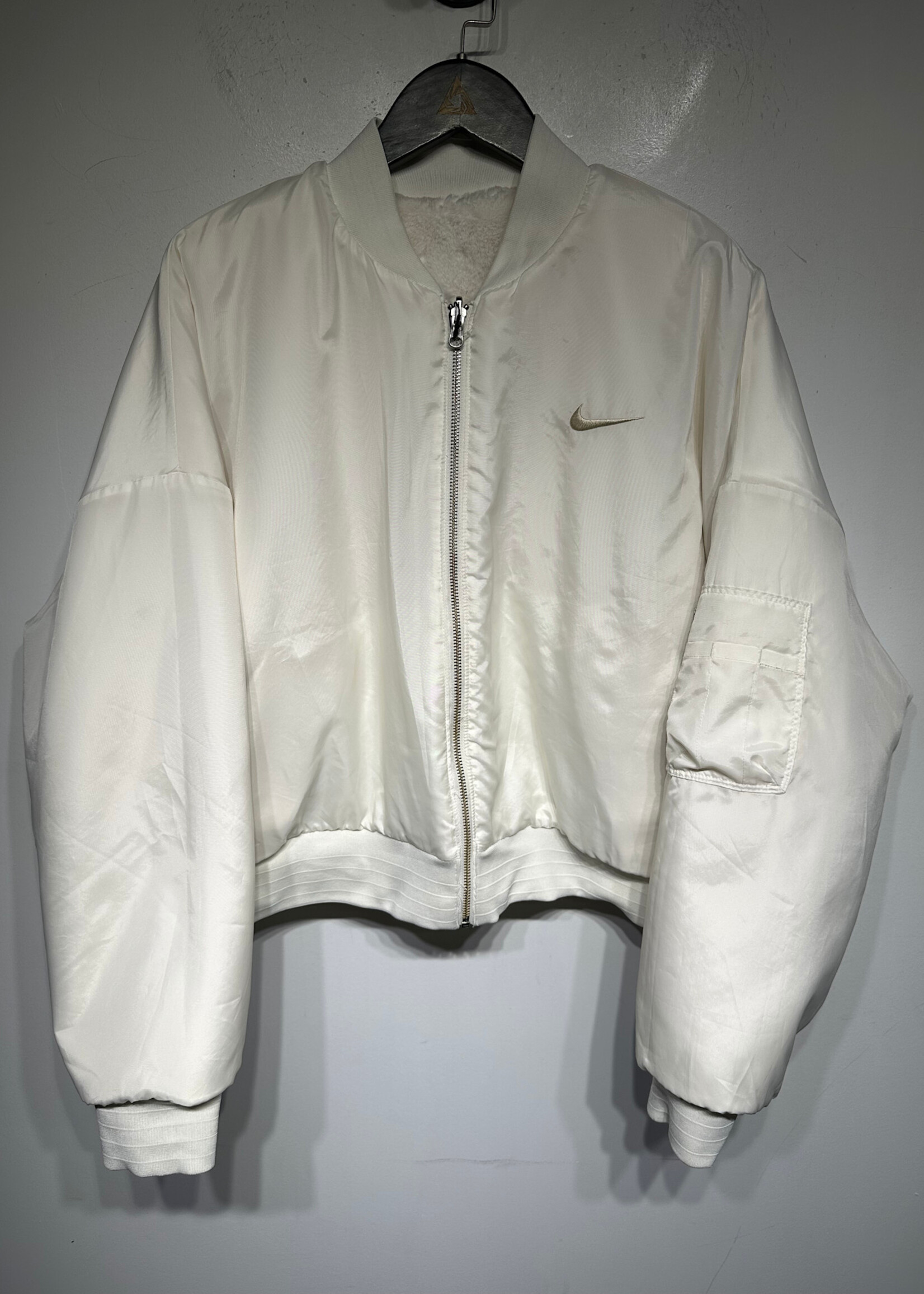 Nike Reversible White Bomber Jacket Fem Large