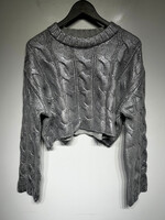 Noli Shop NWT Silver Cable Knit Crop Sweater S