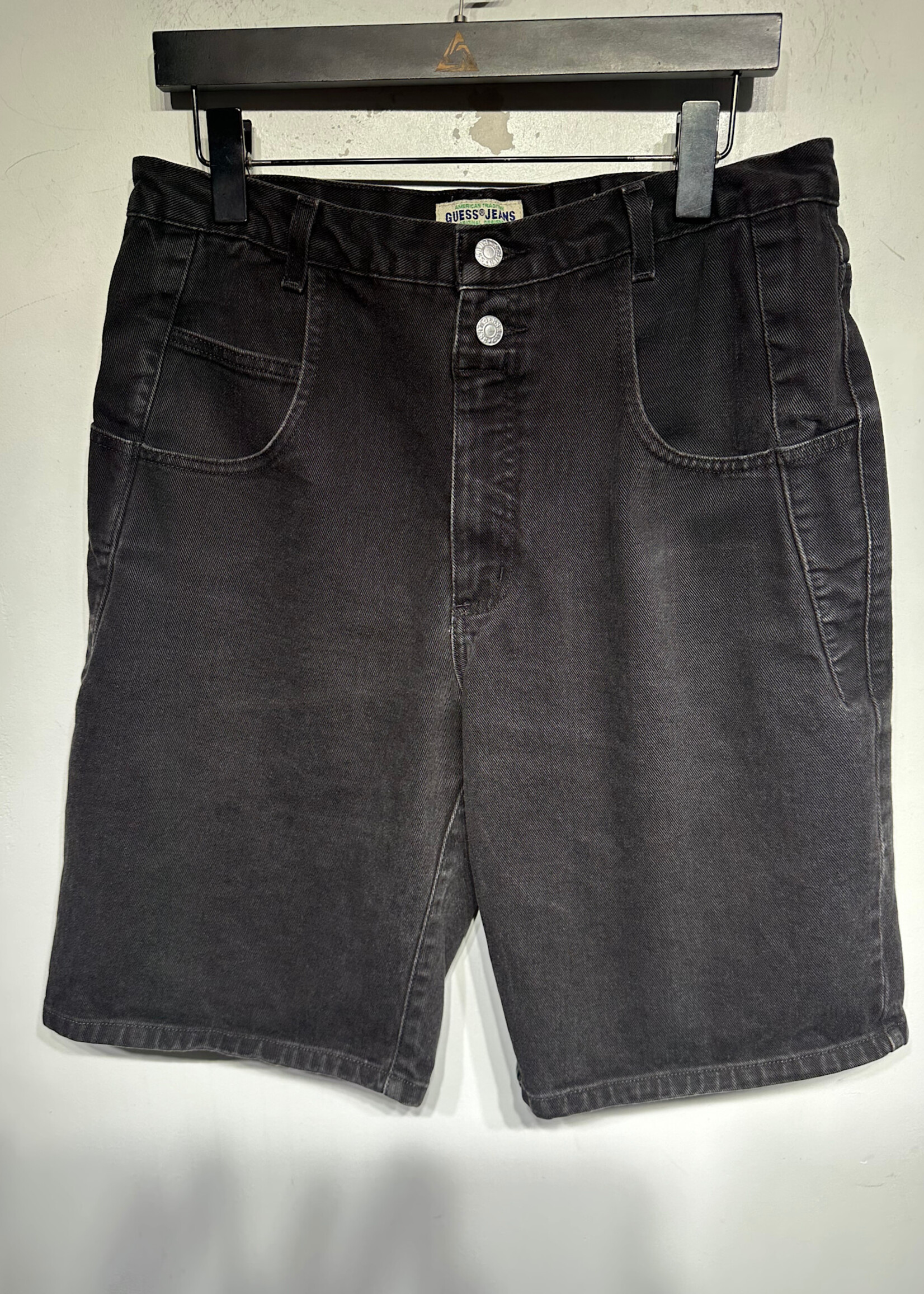 Guess Jeans Black Denim Wide Leg Shorts Masc 33