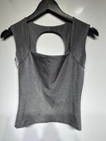 F21 Vintage Silver Cutout Top L