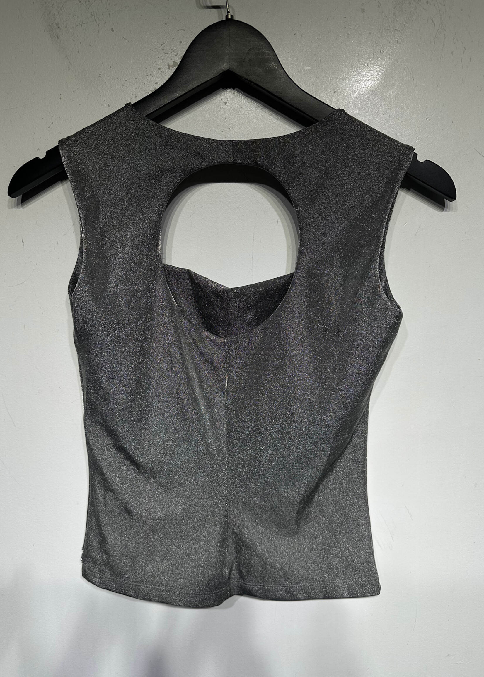 F21 Vintage Silver Cutout Top L