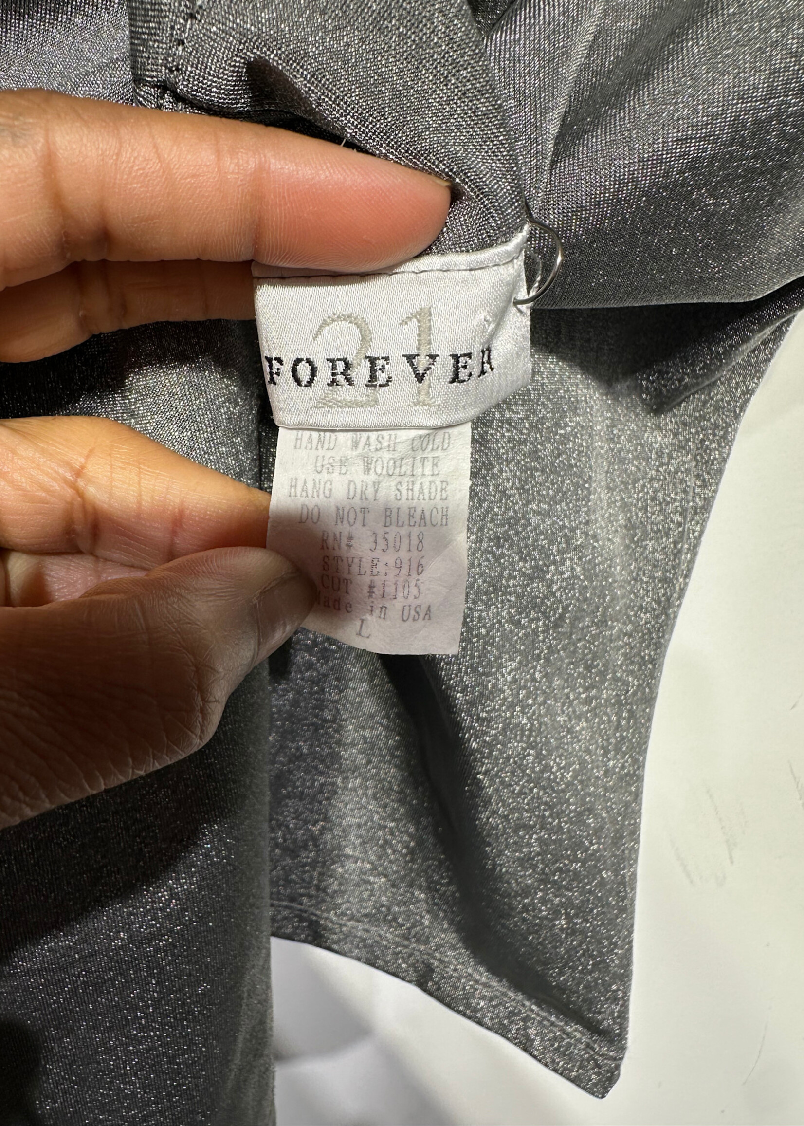 F21 Vintage Silver Cutout Top L