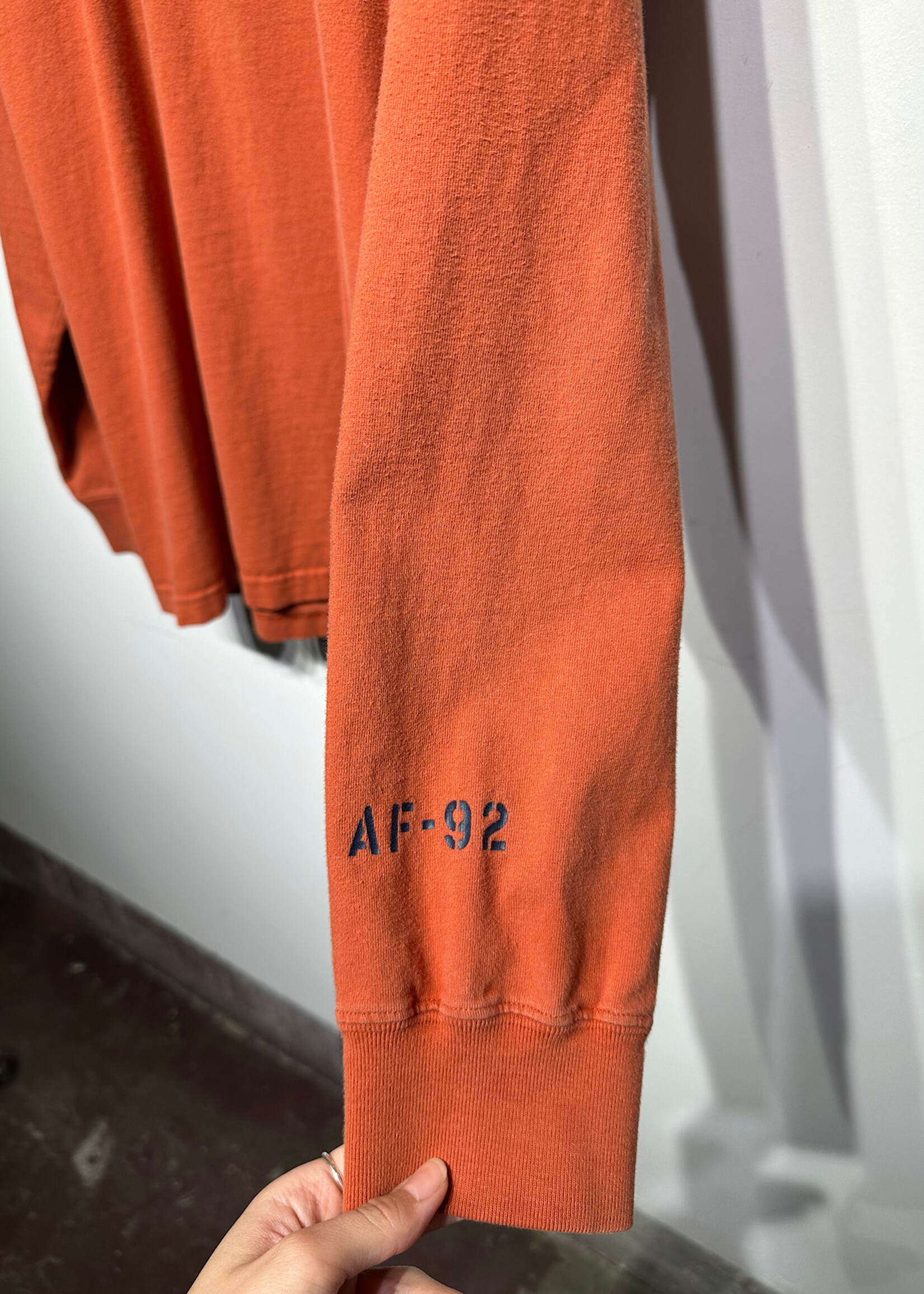 Abercrombie Orange Block Logo LS L