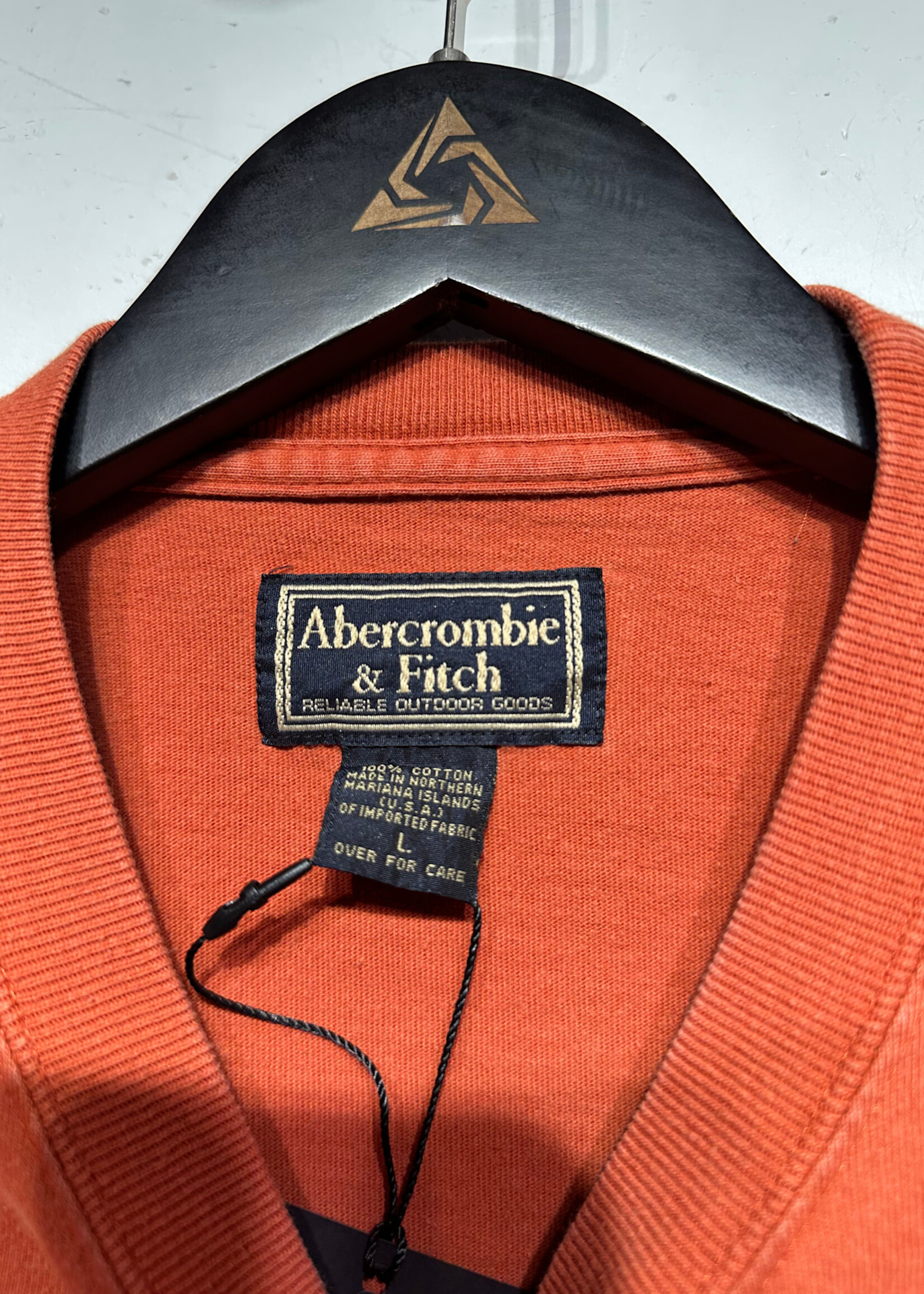Abercrombie Orange Block Logo LS L