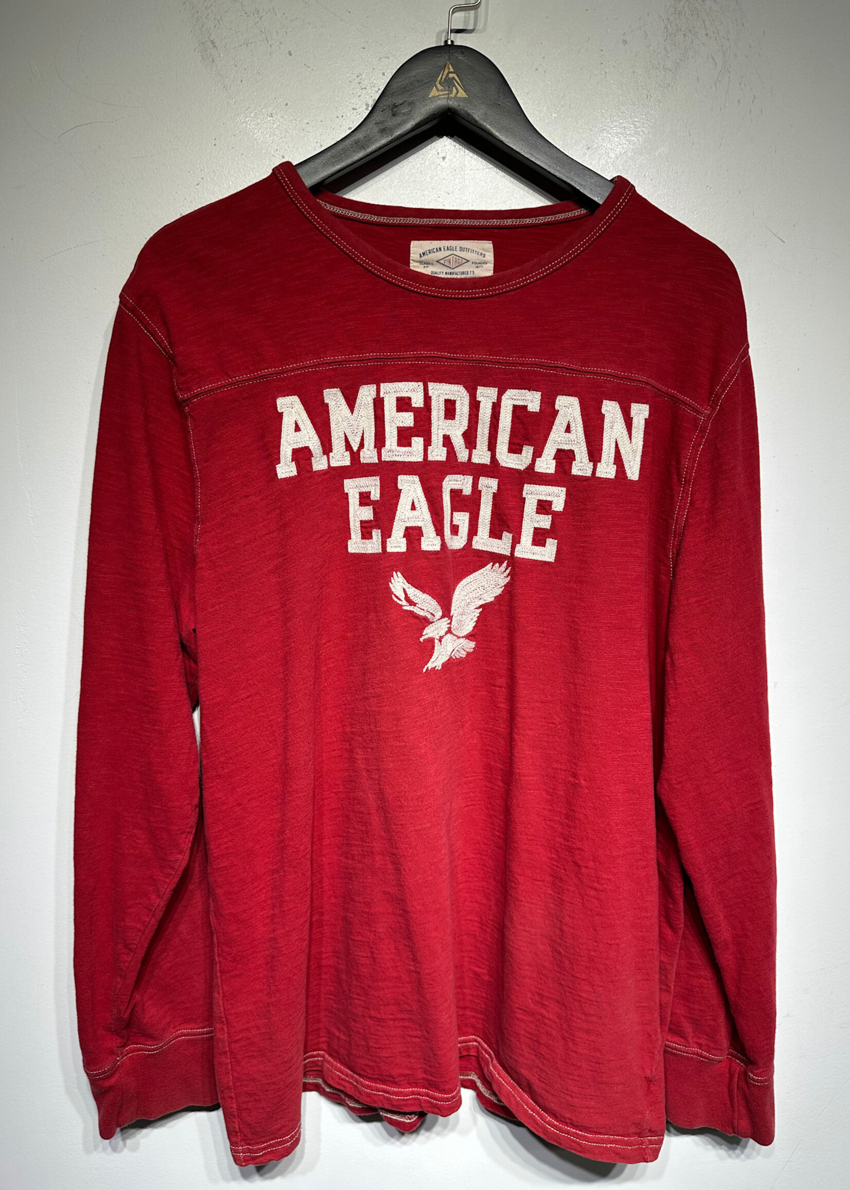 American Eagel Stitch Detail Red LS XL