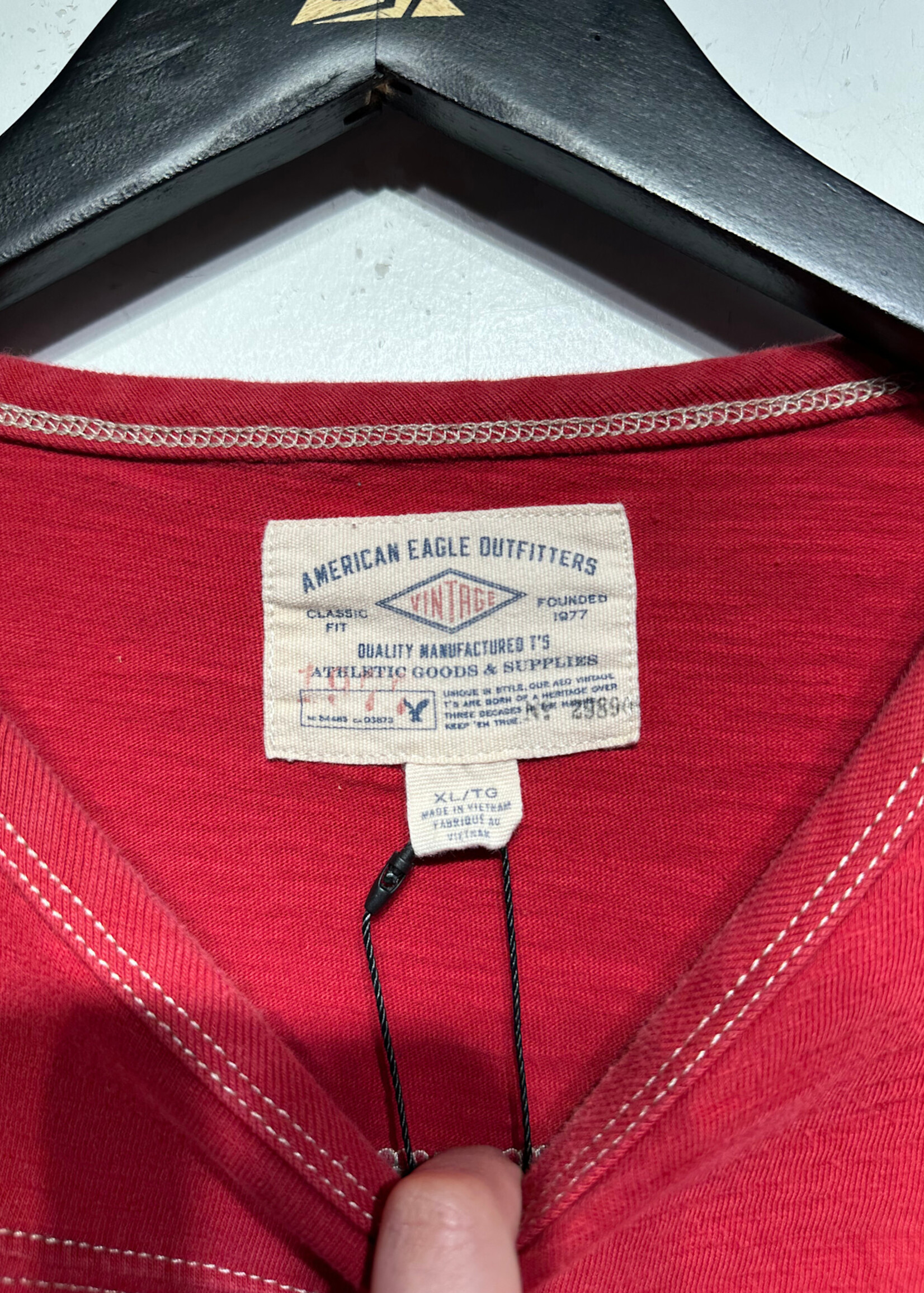 American Eagel Stitch Detail Red LS XL