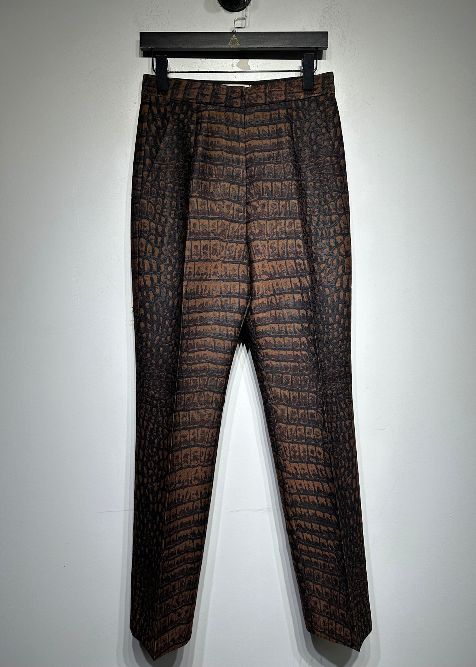 Stella McCartney Brown and Black Crocodile Pattern Pants Fem 28