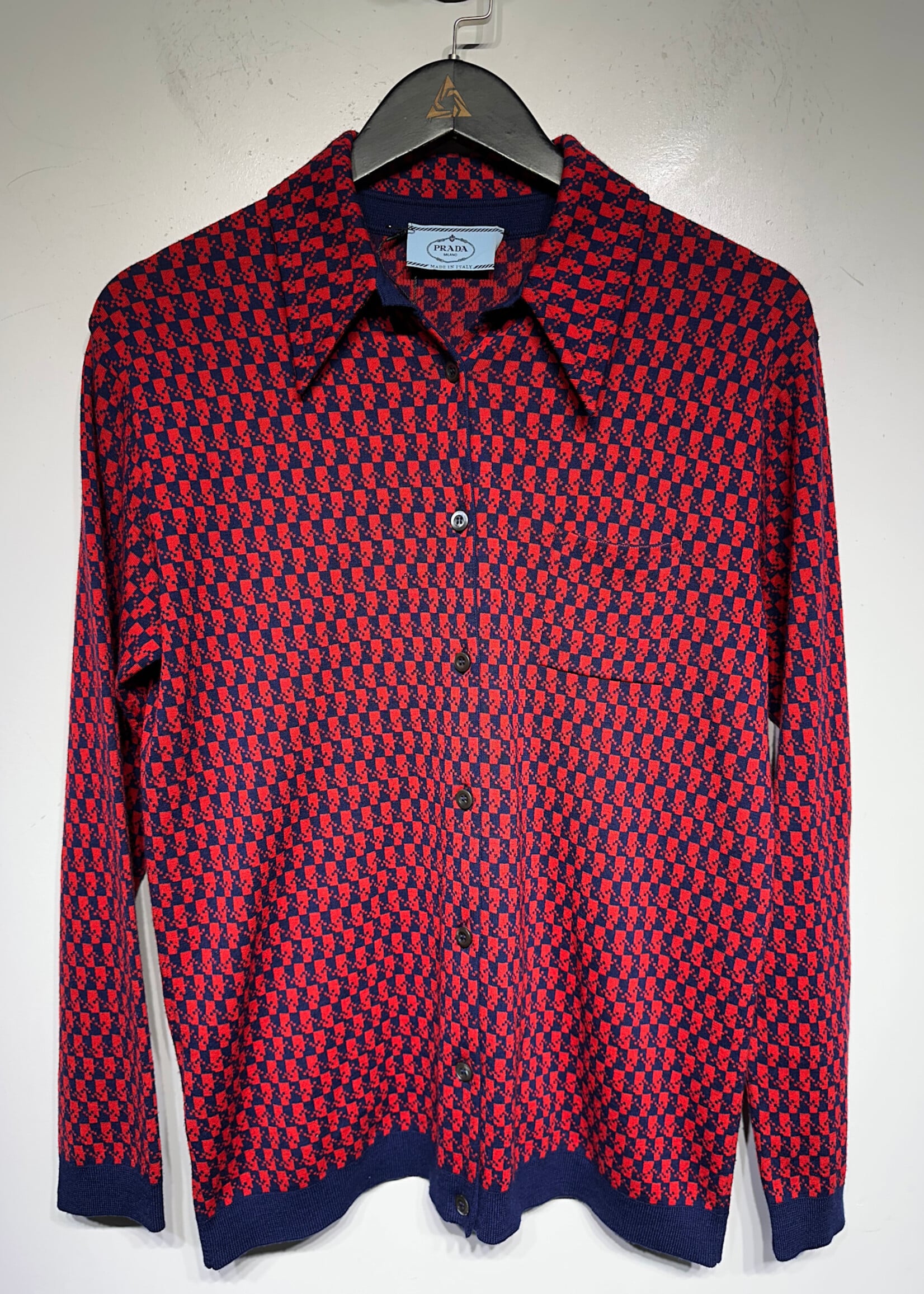 Prada Knit Geometric Button Up Masc M