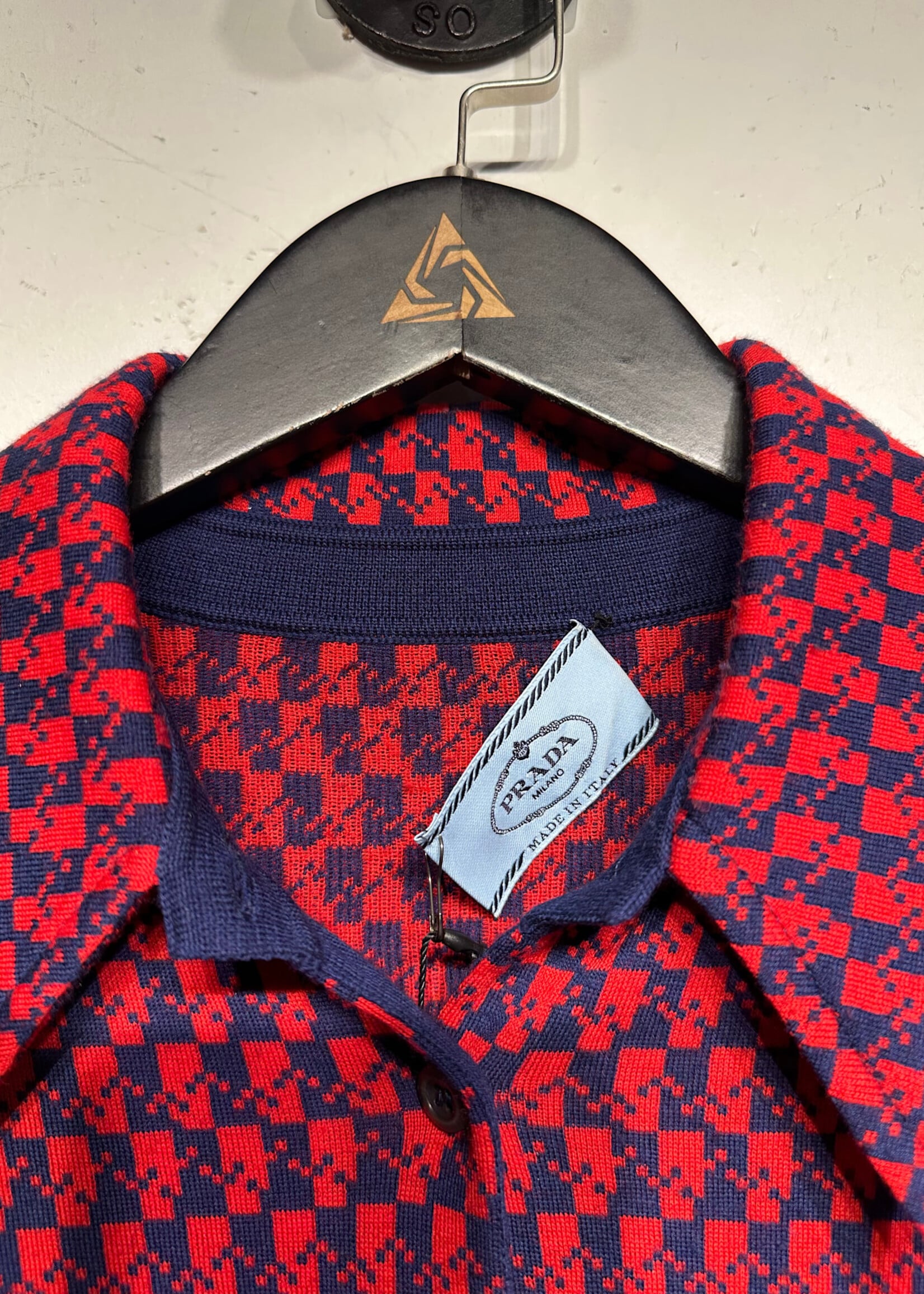 Prada Knit Geometric Button Up Masc M