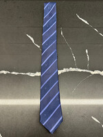Chanel Navy Textured Stripe Tie OS AS IS