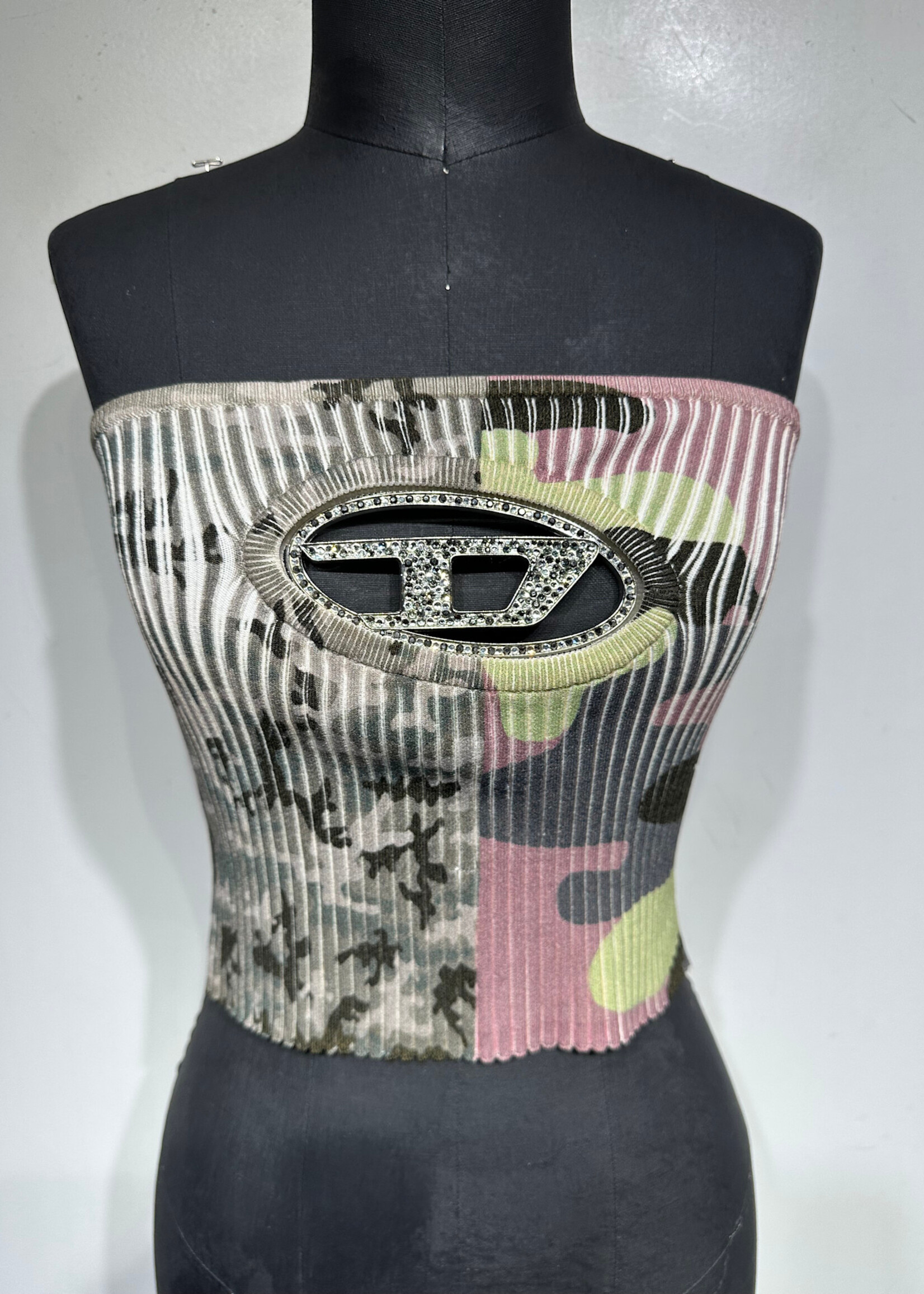 Diesel Camo Ribbed Tube Top L AS IS