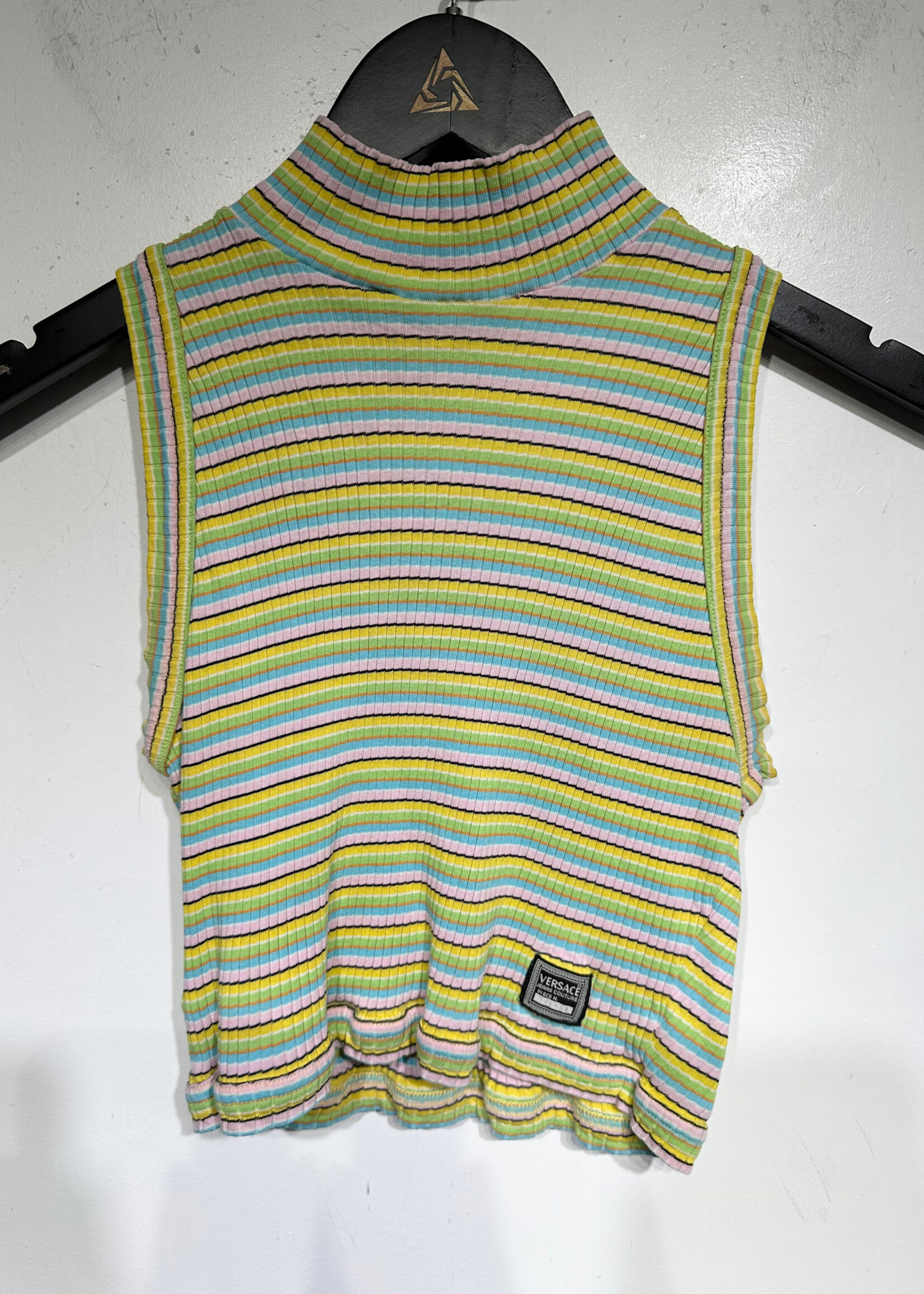 Versace VTG Striped Sleeveless Top L AS IS
