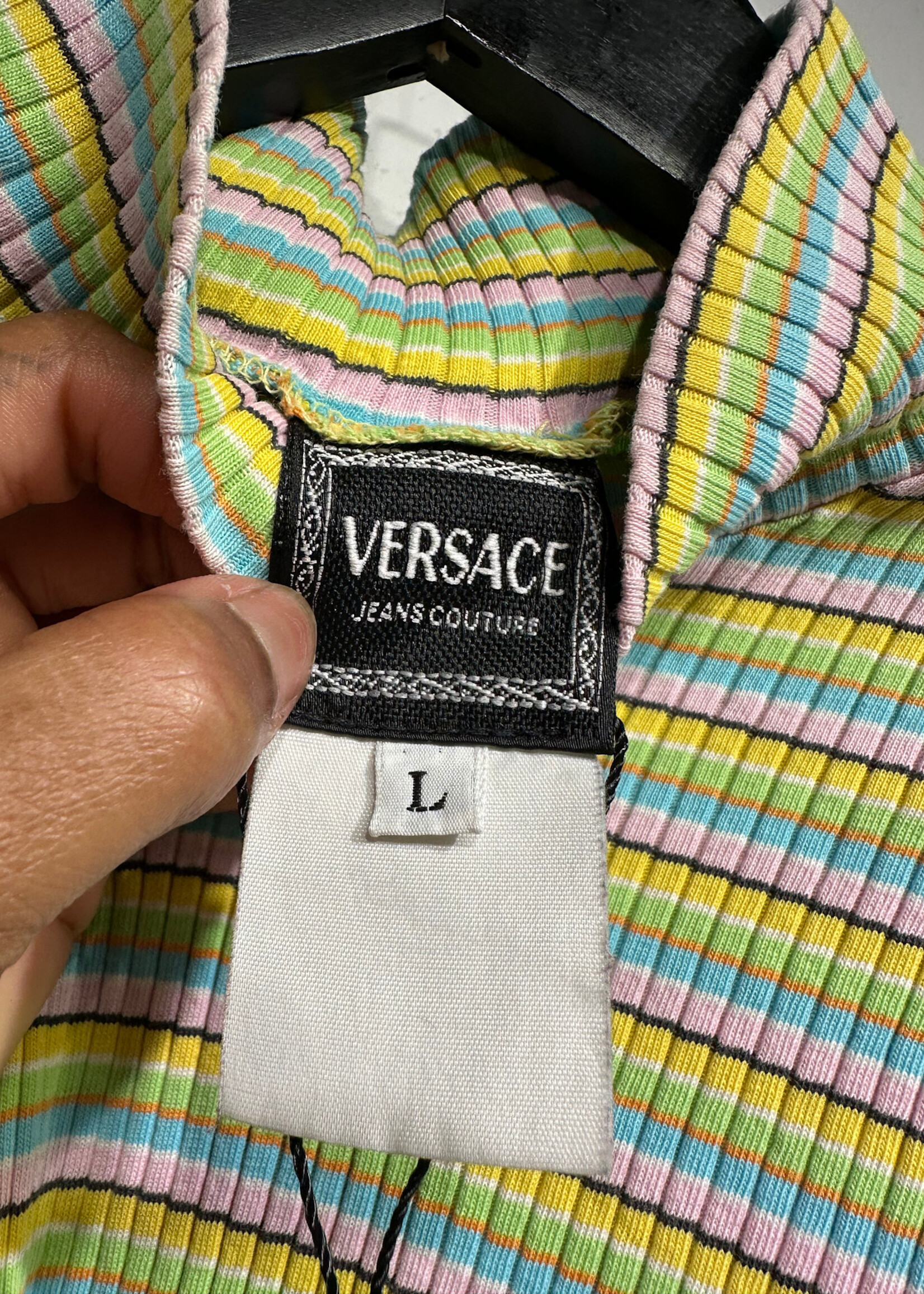 Versace VTG Striped Sleeveless Top L AS IS