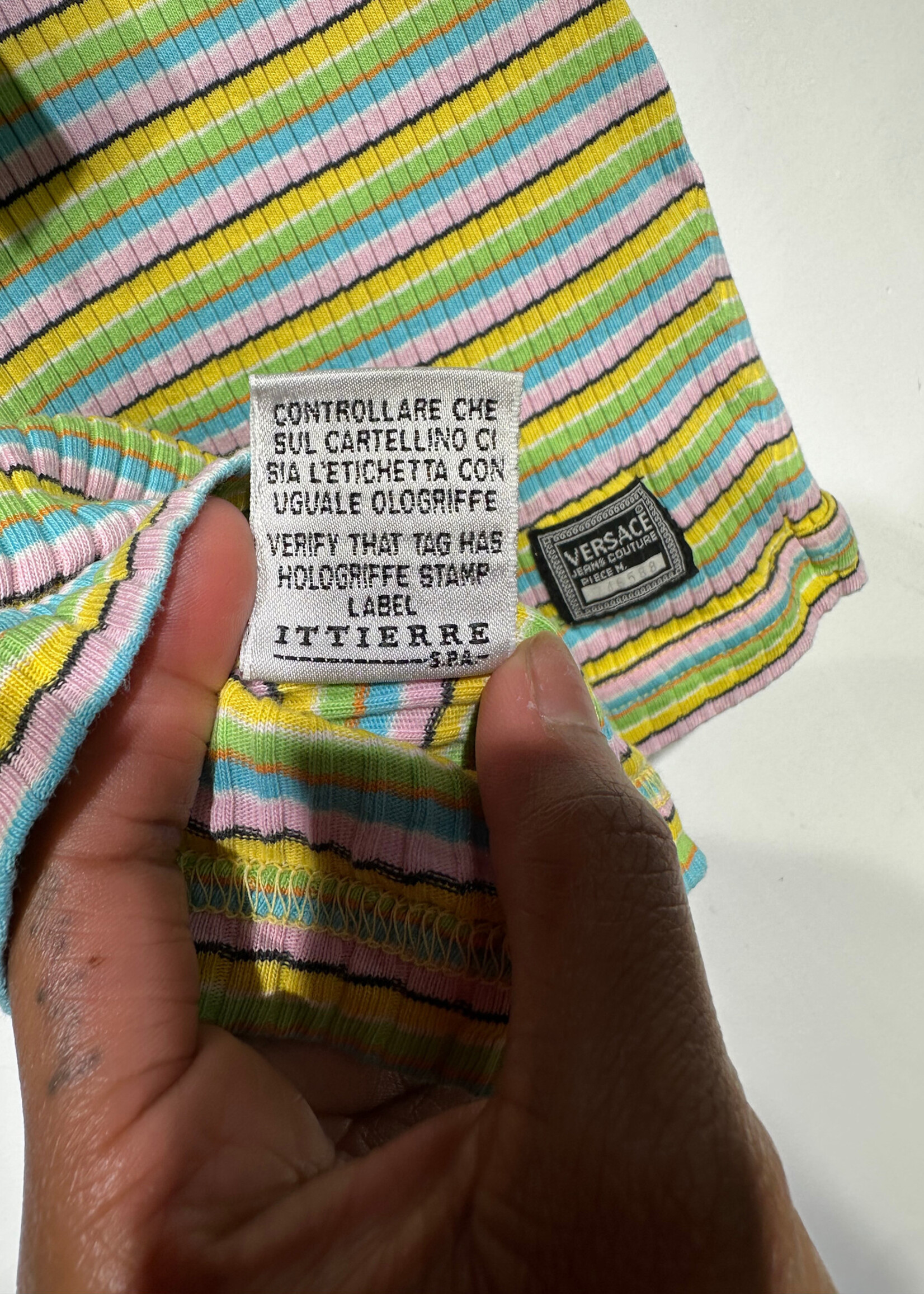 Versace VTG Striped Sleeveless Top L AS IS