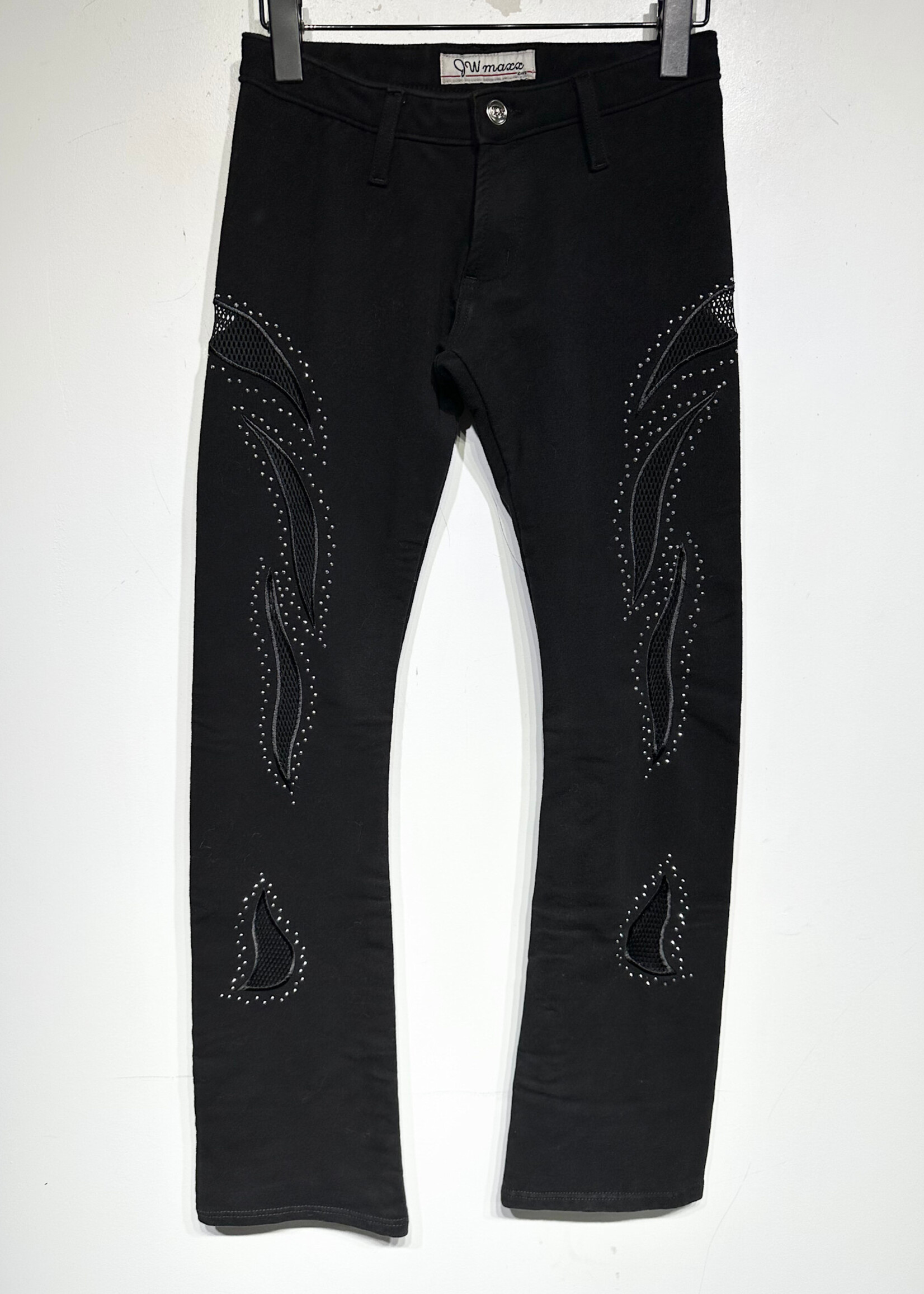 J W Maxx Black Stud Cutout Black Jeans 24 Fem