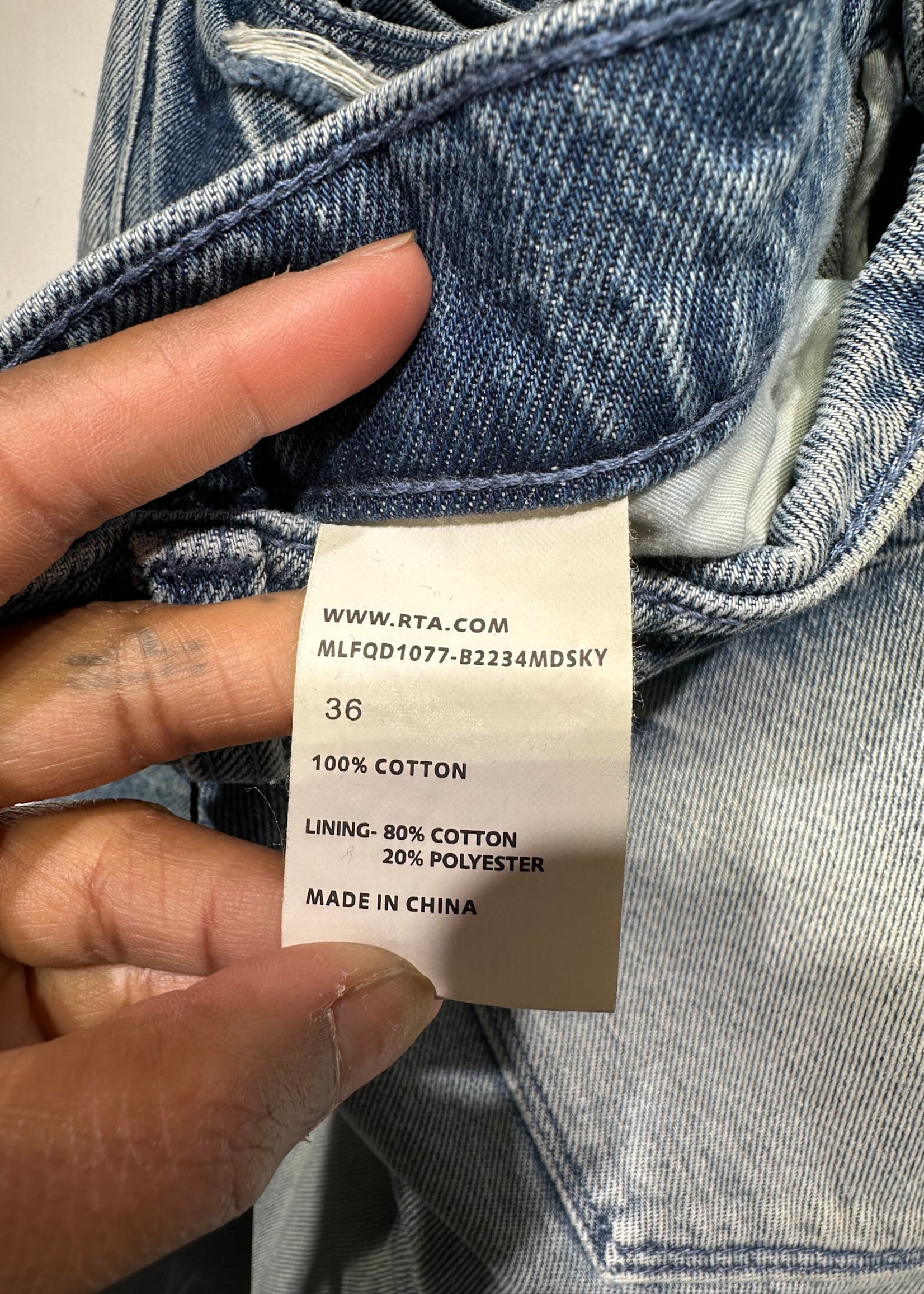 RTA Sandwash Flare Jeans Masc 36 AS IS