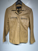 Kenneth Cole 00s Tan BU Leather Jacket Fem S AS IS