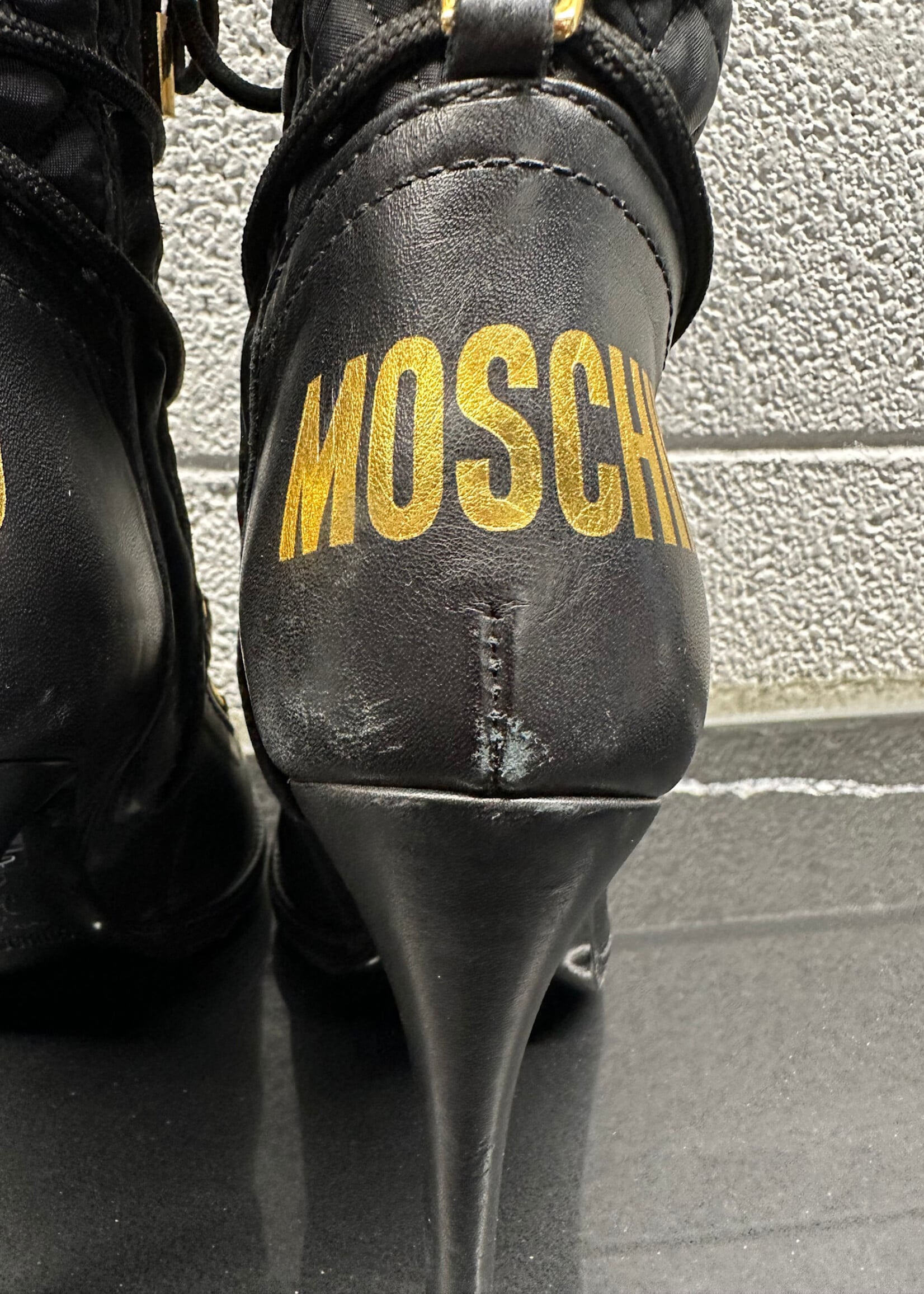 Moschino X H&M Black/Gold Puffer Boots 8