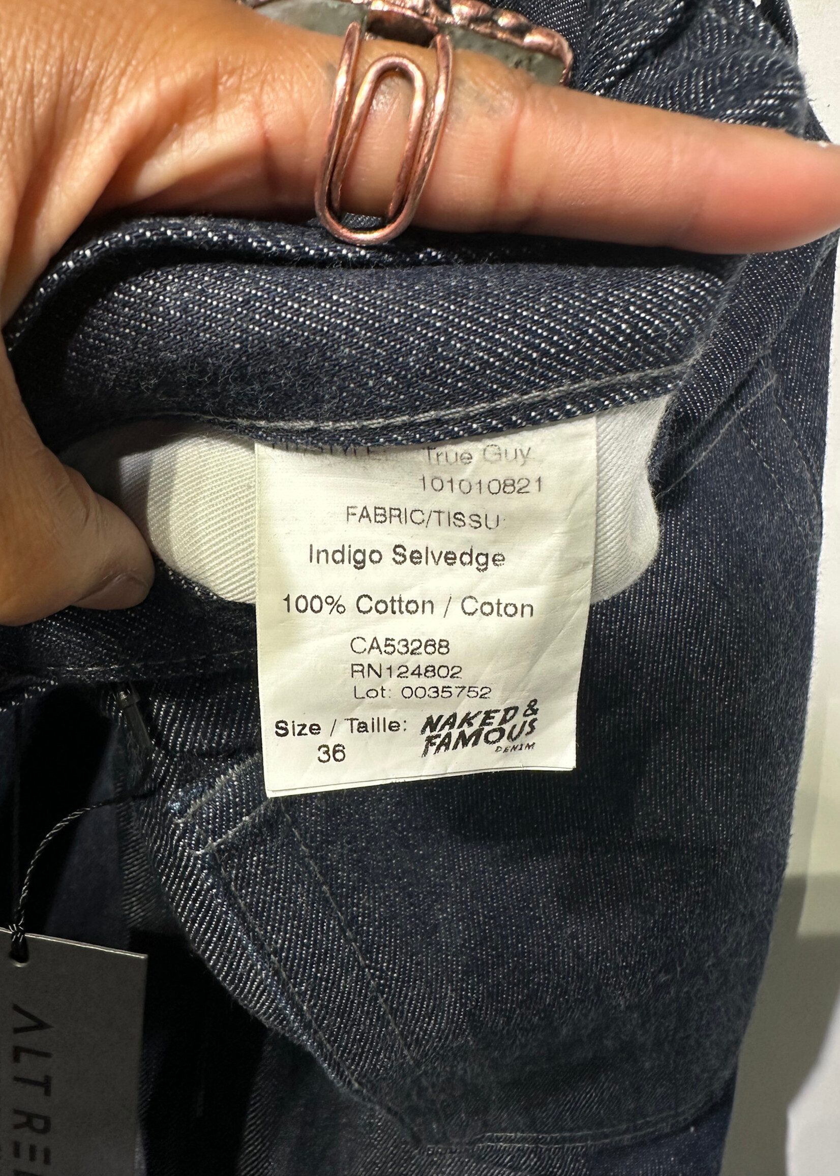 Naked & Famous Wide Leg Raw Denim Masc 36