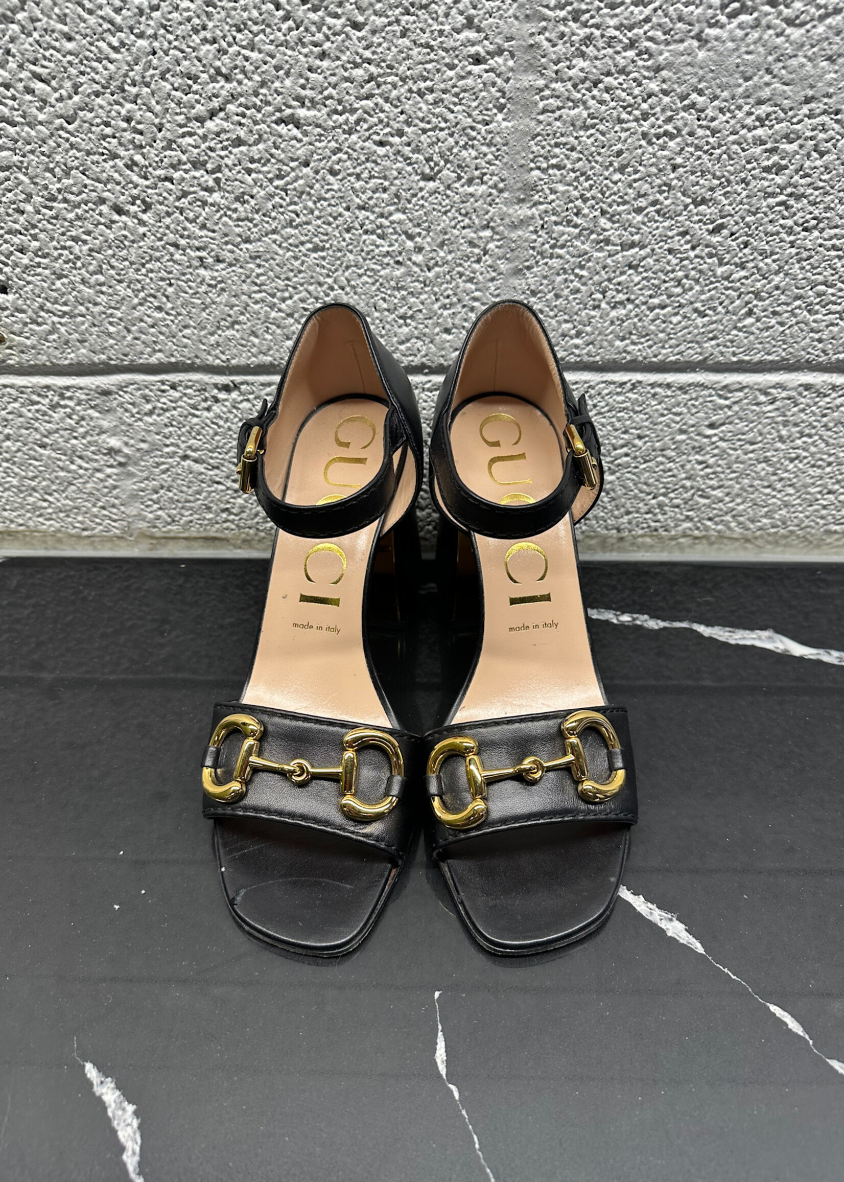 Gucci Black Horsebit Heel Sandal 39.5/8.5 AS IS