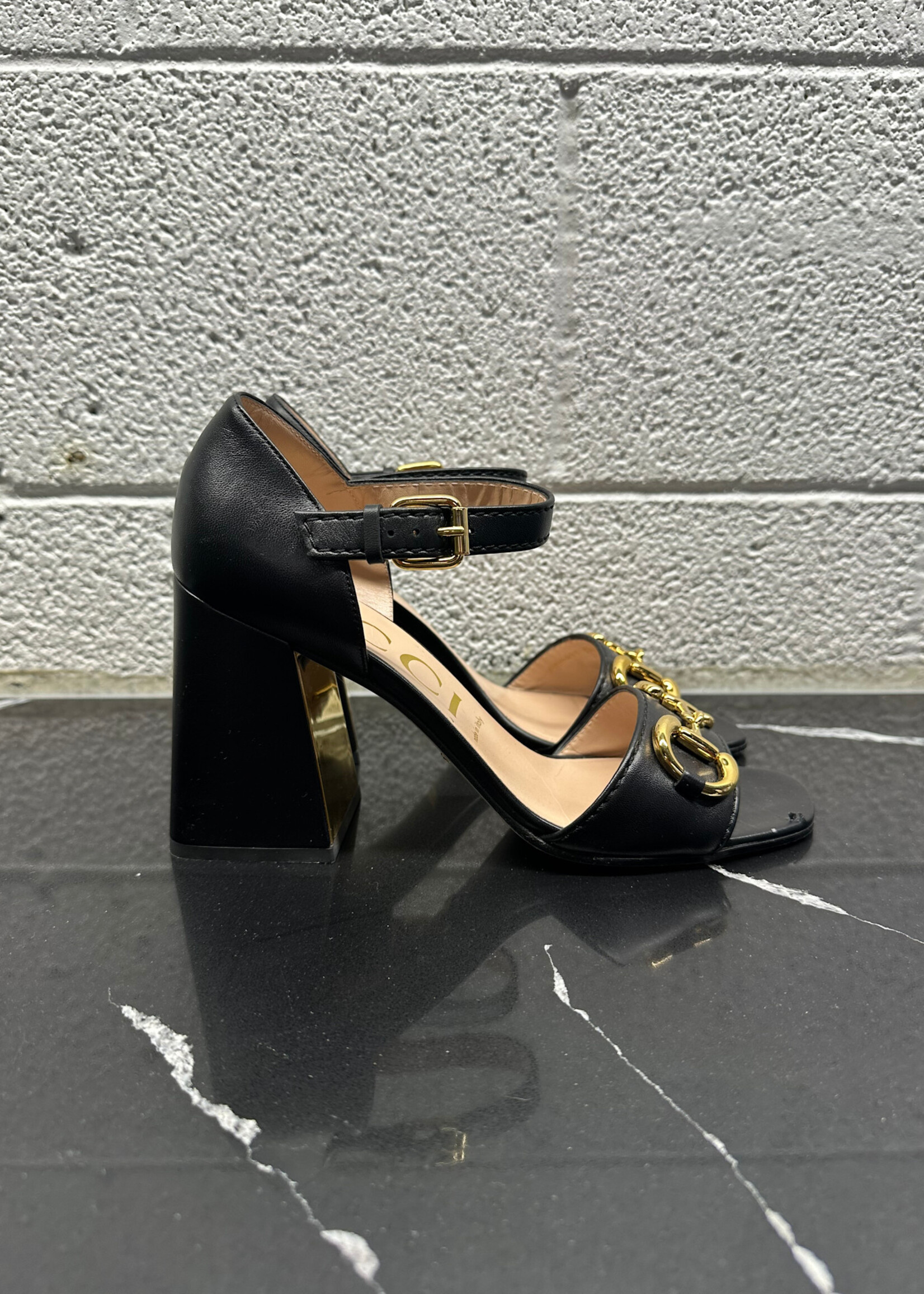 Gucci Black Horsebit Heel Sandal 39.5/8.5 AS IS