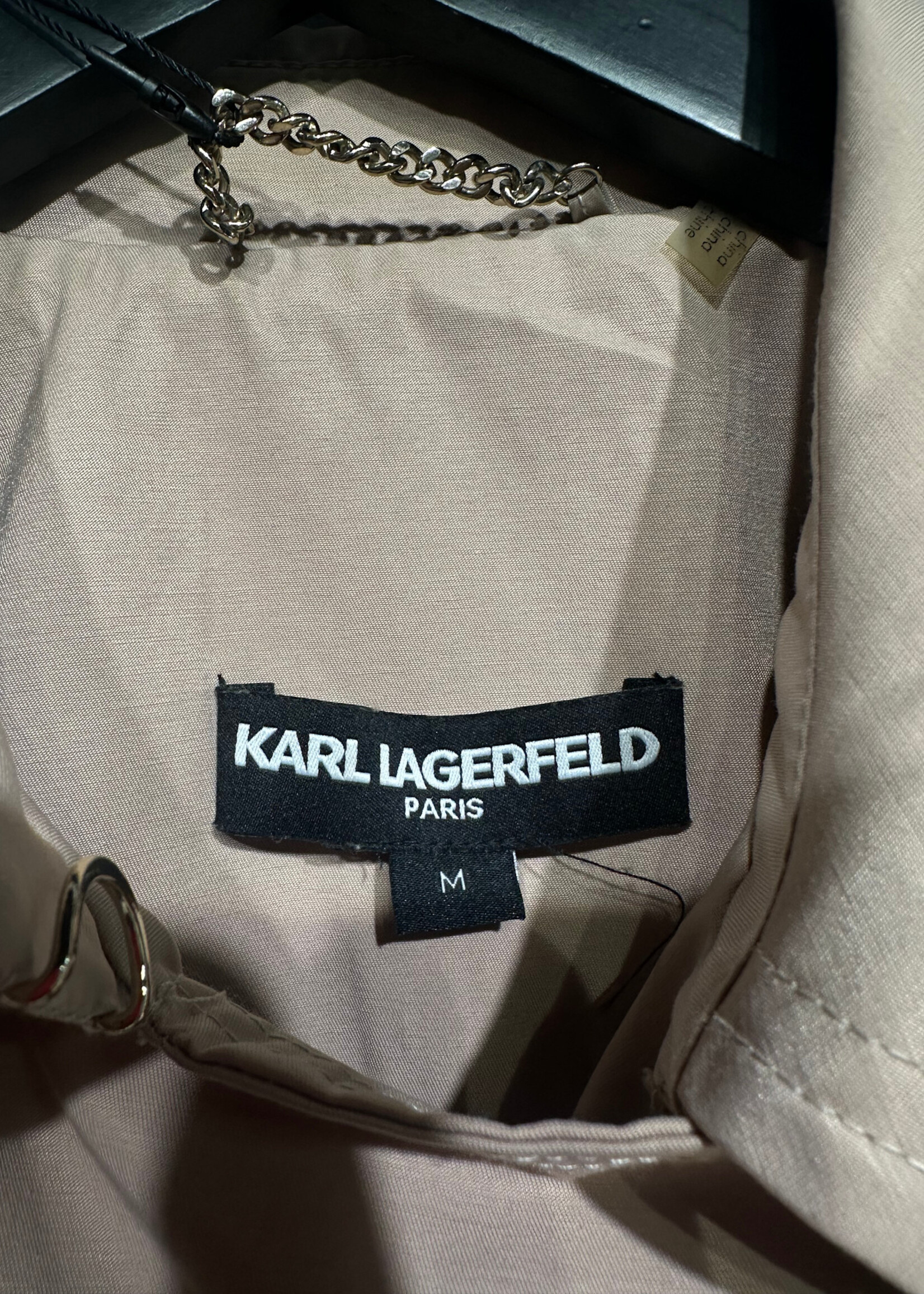 Karl Lagerfeld Beige Ruffle Trench Coat M