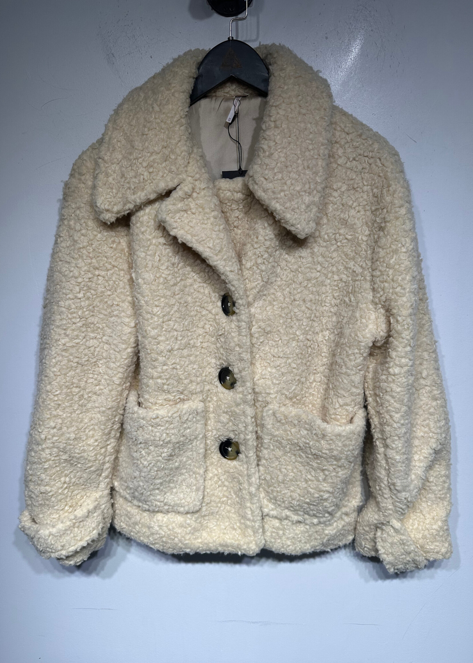 Free People Beige Teddy Fleece Jacket XS