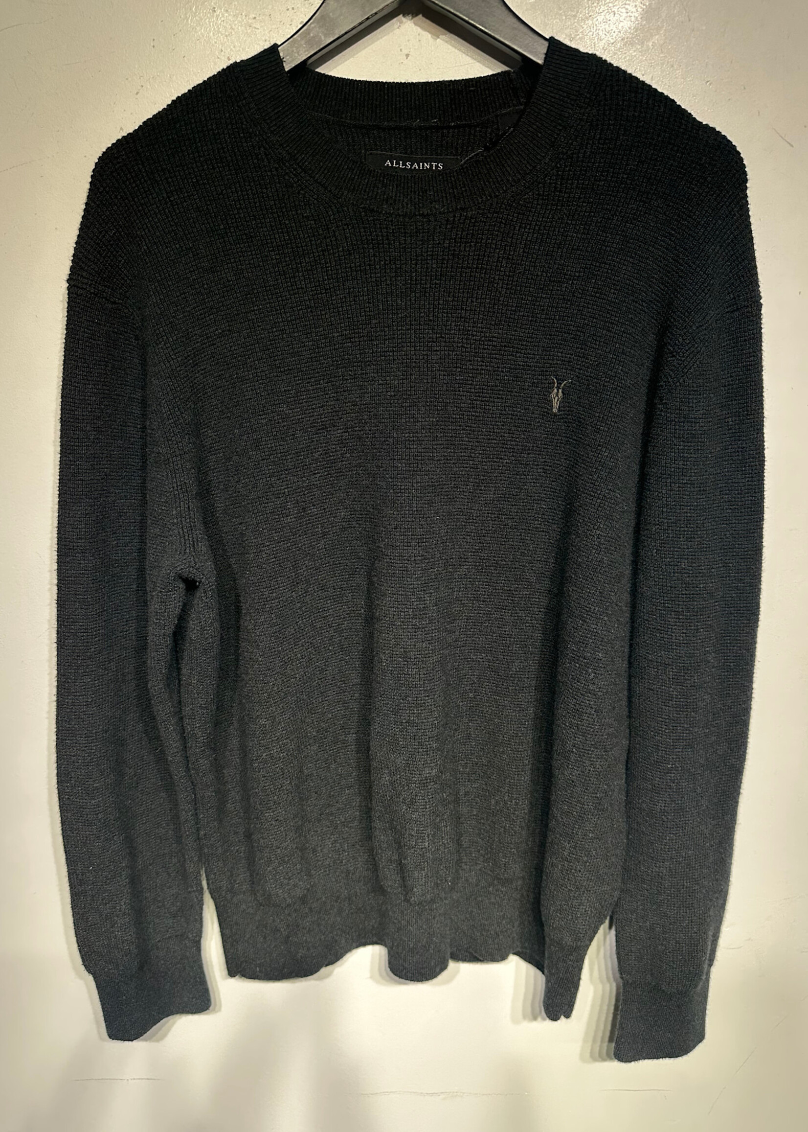 Allsaints Charcoal Grey Waffle Knit LS Tee XL Masc