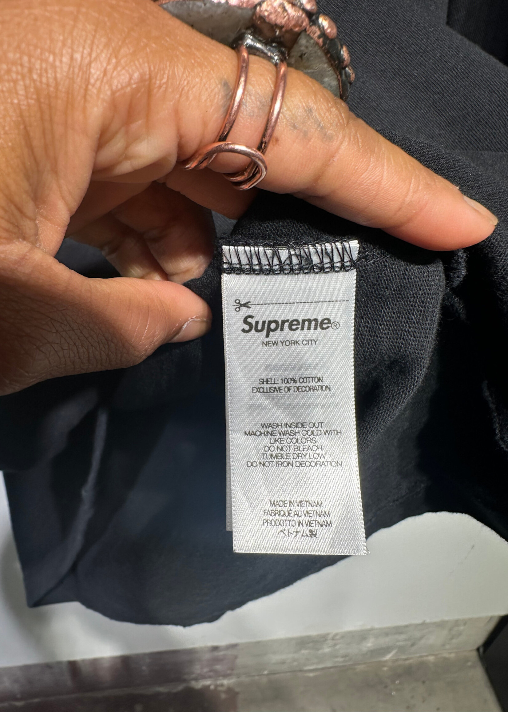 Supreme Black Satin Applique Tee XXL Masc