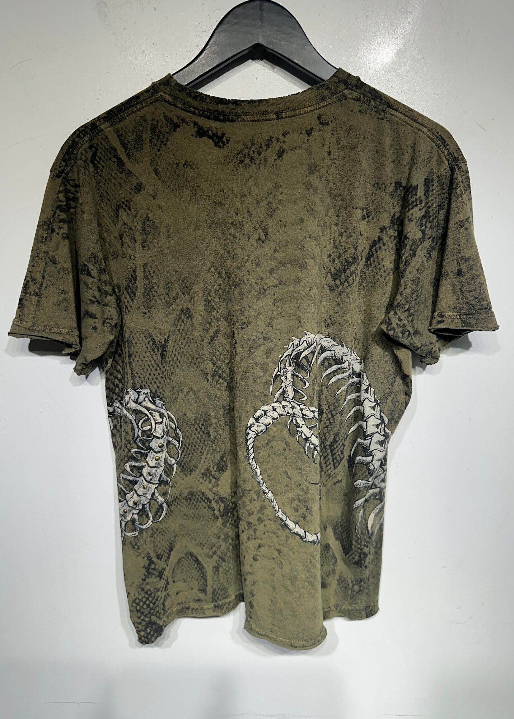 Affliction Green Snake Skull AOP Tee L