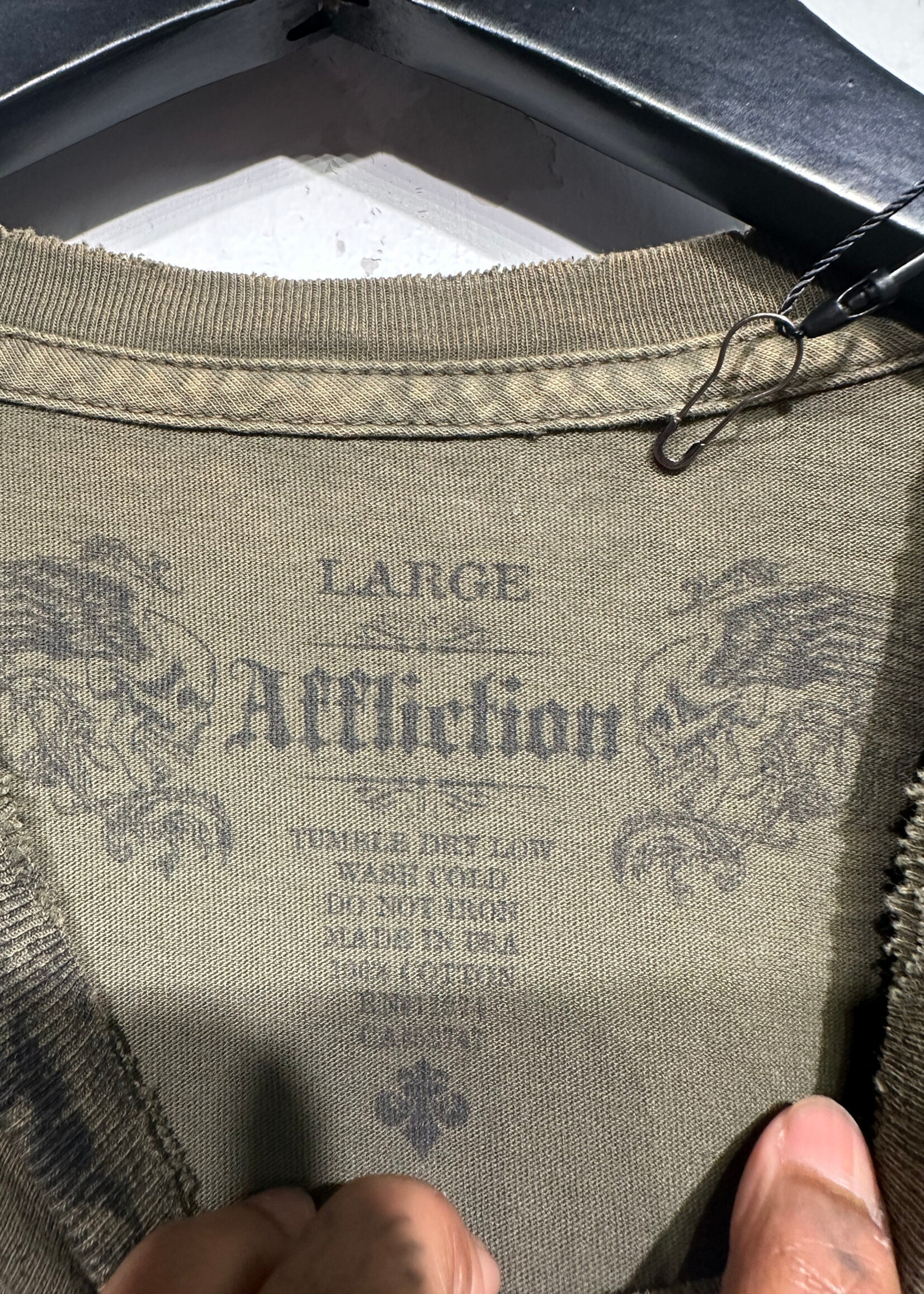 Affliction Green Snake Skull AOP Tee L