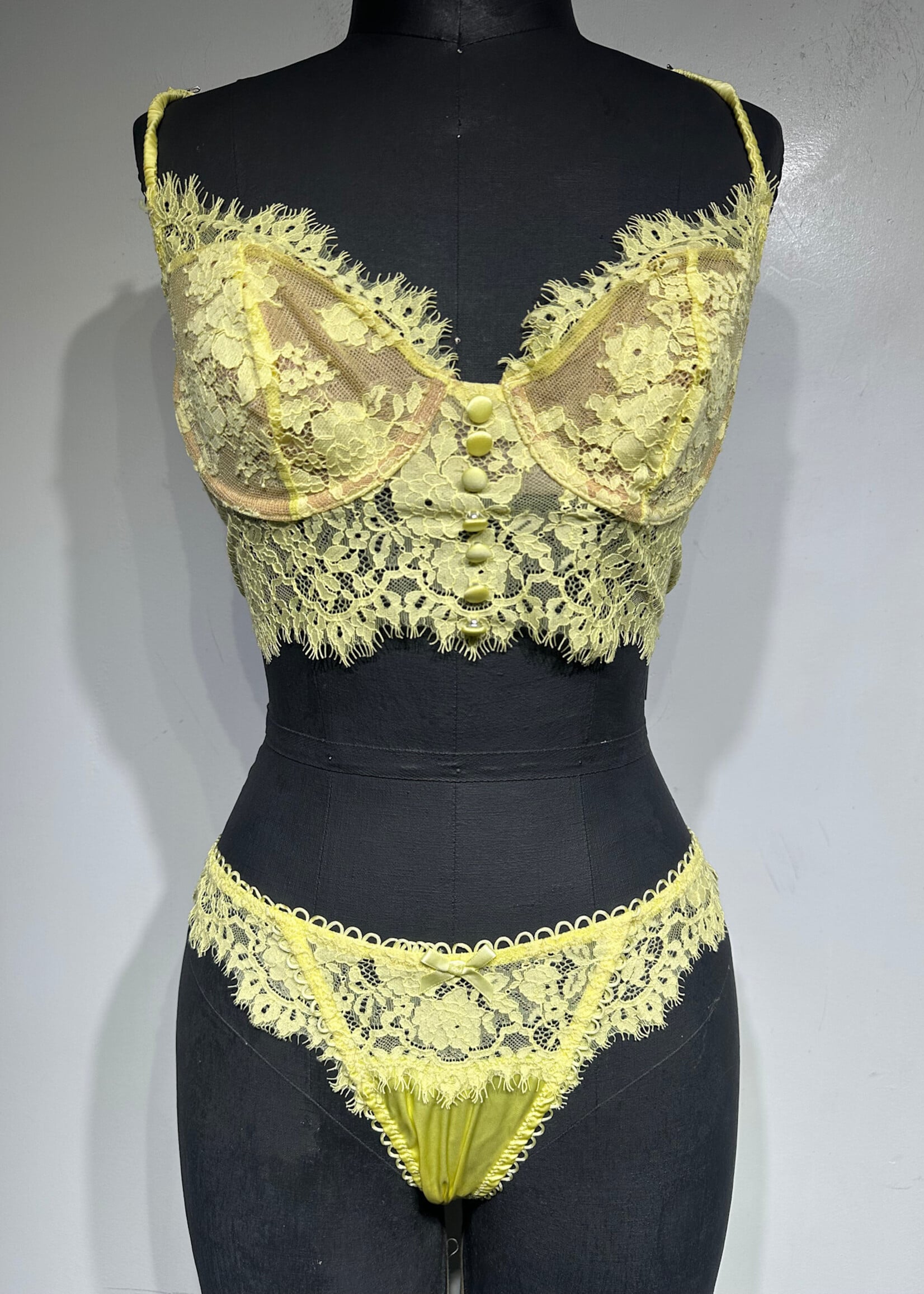 For Love And Lemons Yellow Lace Lingerie Set Fem M