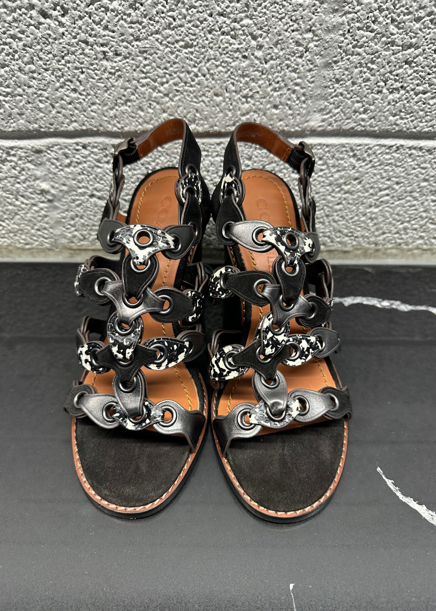 Coach Black Leather Gladiator Sandal 5.5