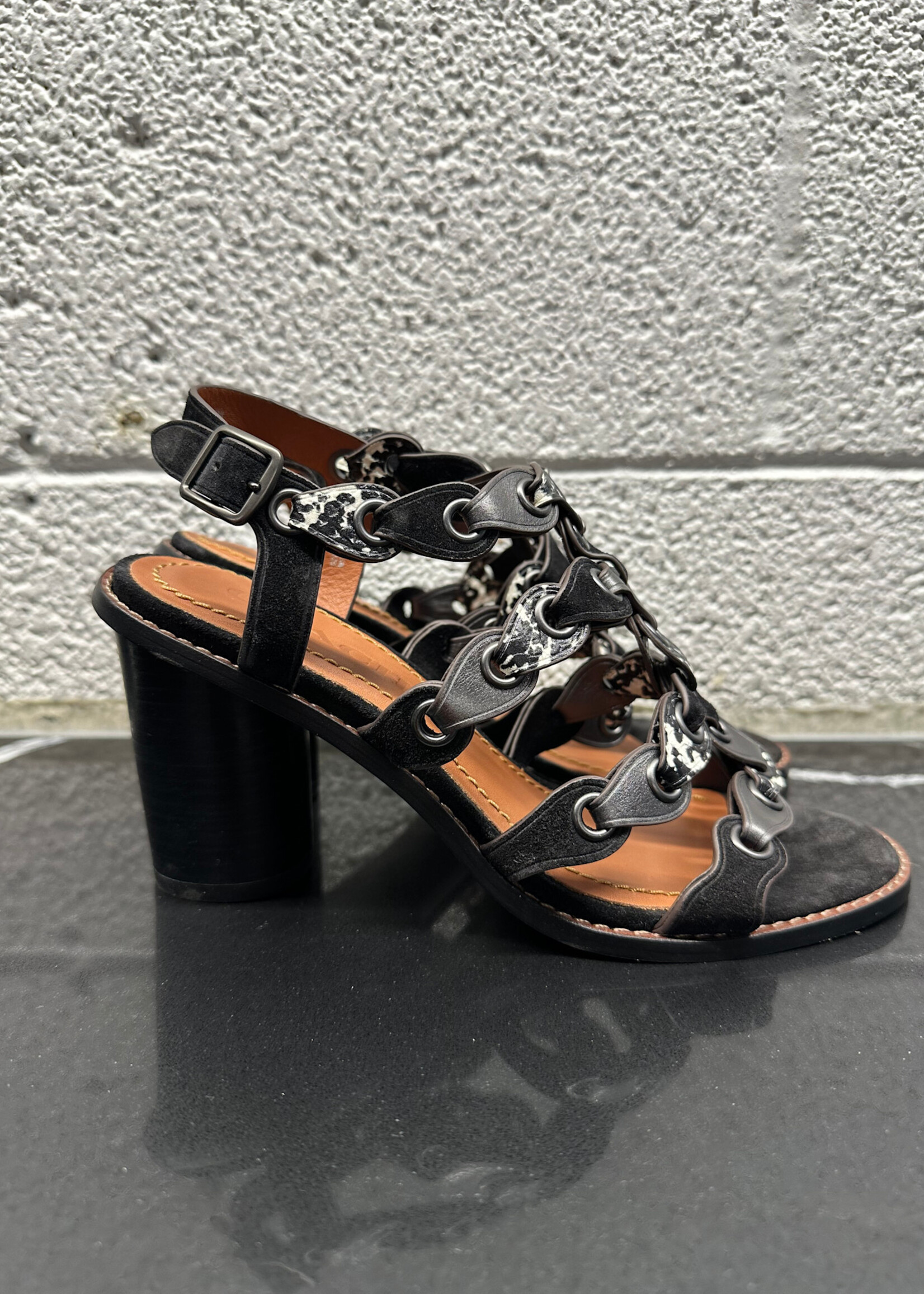 Coach Black Leather Gladiator Sandal 5.5