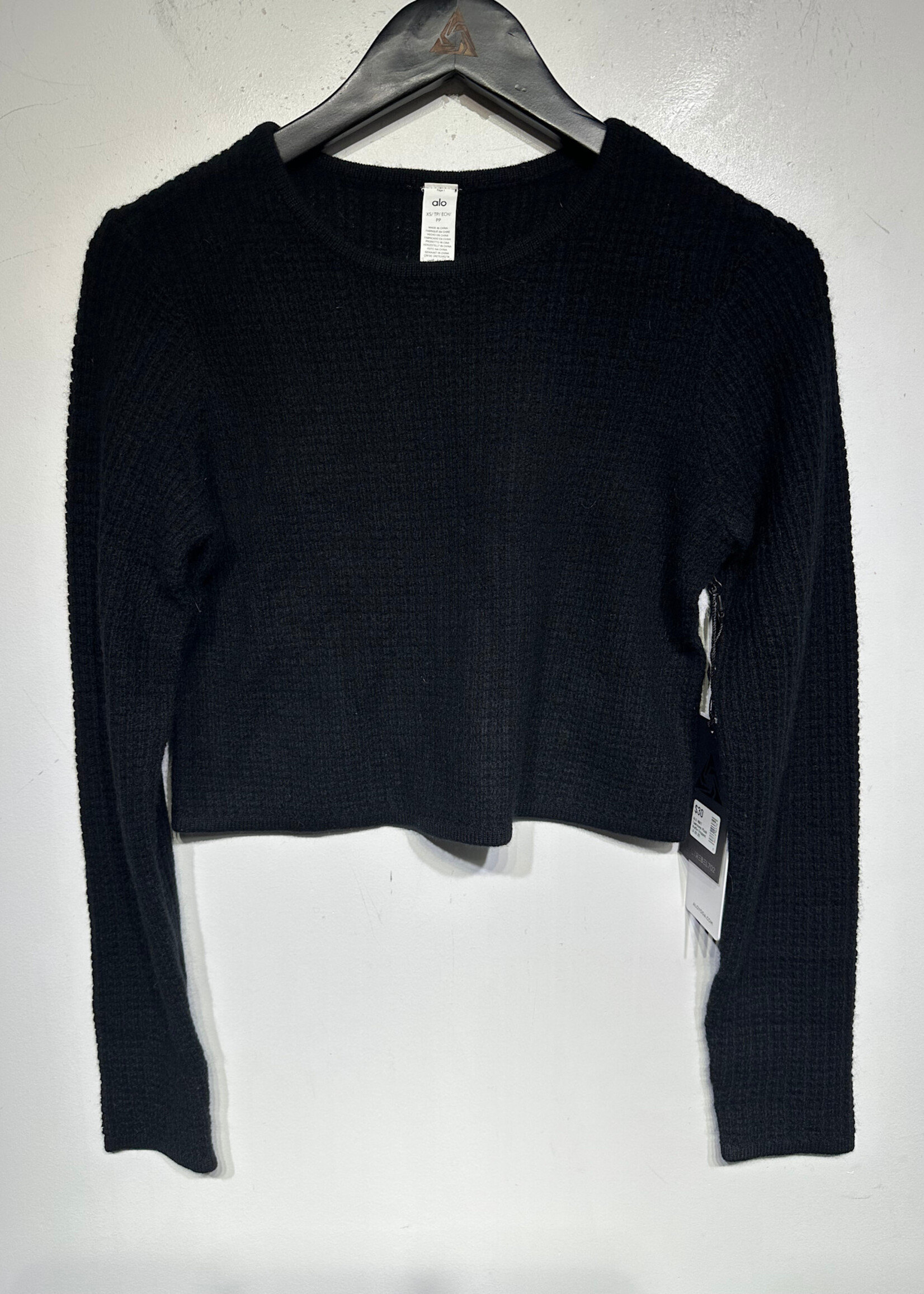ALO NWT Cashmere Plush Waffle Cropped LS XS