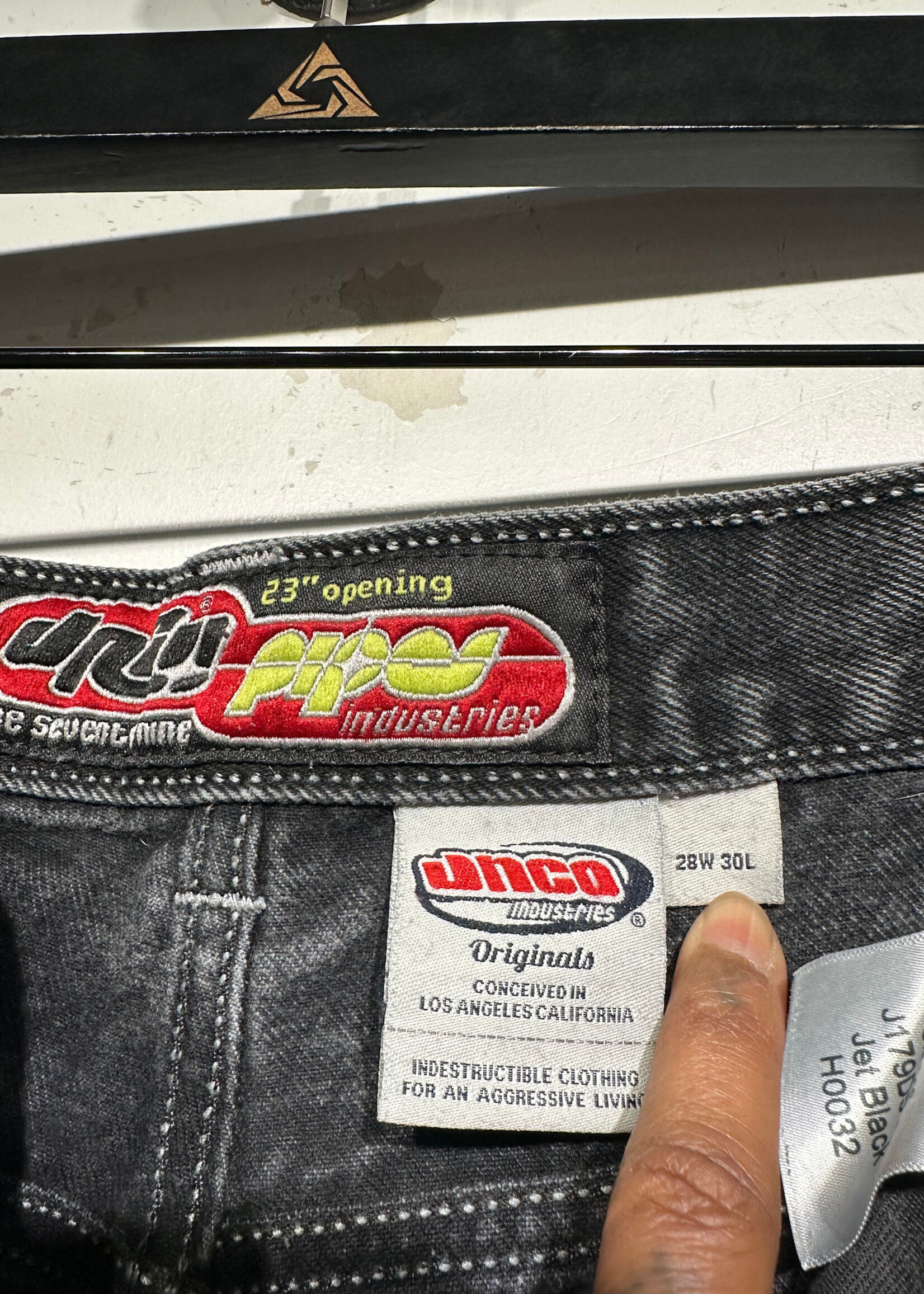 JNCO Washed Black Pipes Classics Jeans Unisex 28