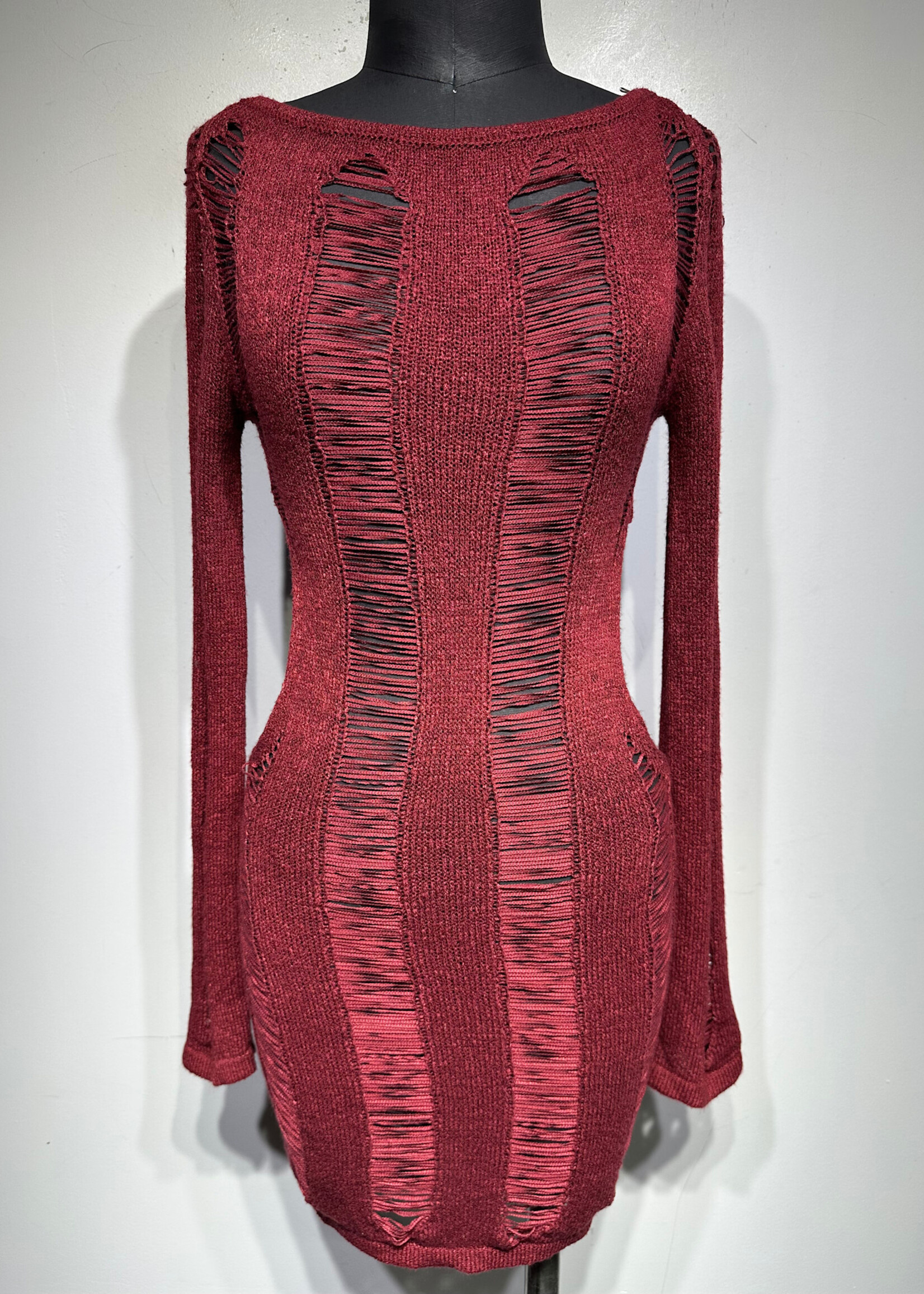 Jaded London Red Open Back LS Dress S Fem