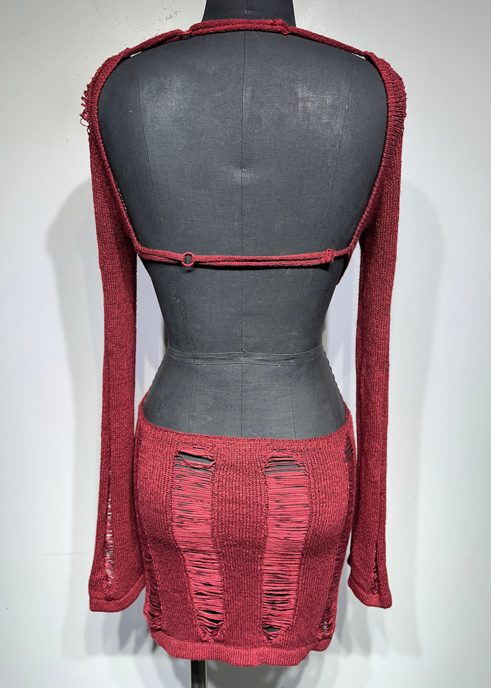 Jaded London Red Open Back LS Dress S Fem